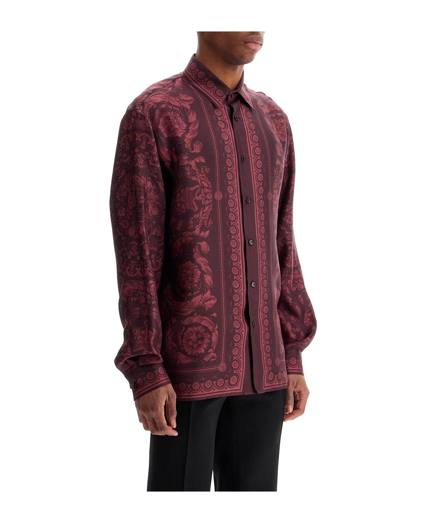 Versace Burgundy Silk Shirt - DARK AUBERGINE TONAL (Purple) シャツ