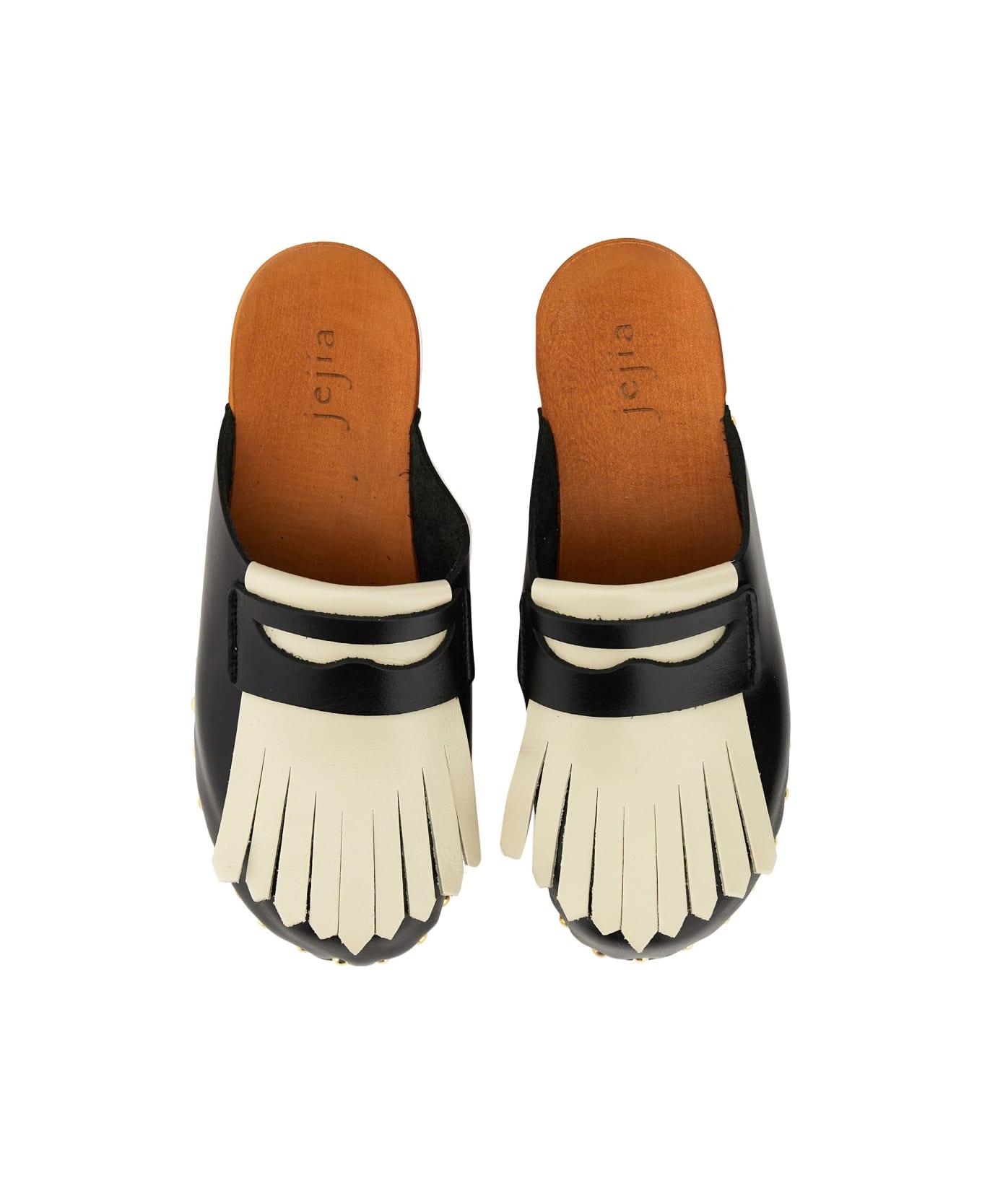Jejia Leather Clogs - BLACK