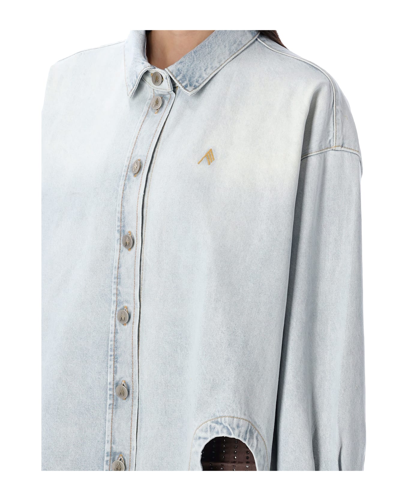 The Attico Diana Denim Shirt - SKY BLUE