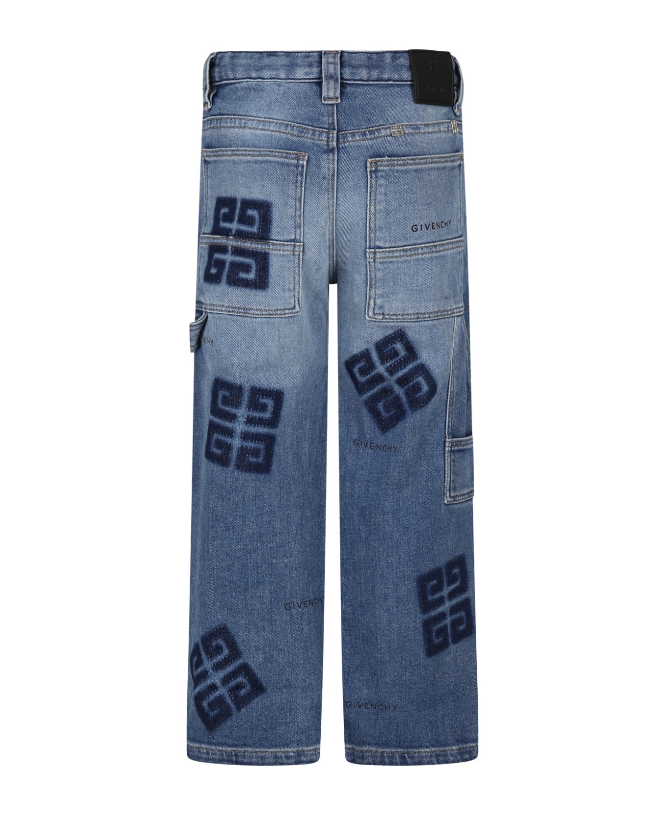 Givenchy Blue Jeans For Boy With Logo - Denim ボトムス