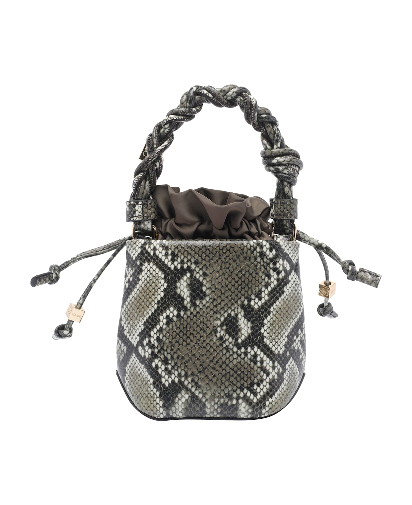 Ganni Mini Bou Snake Bucket Bag - Grey