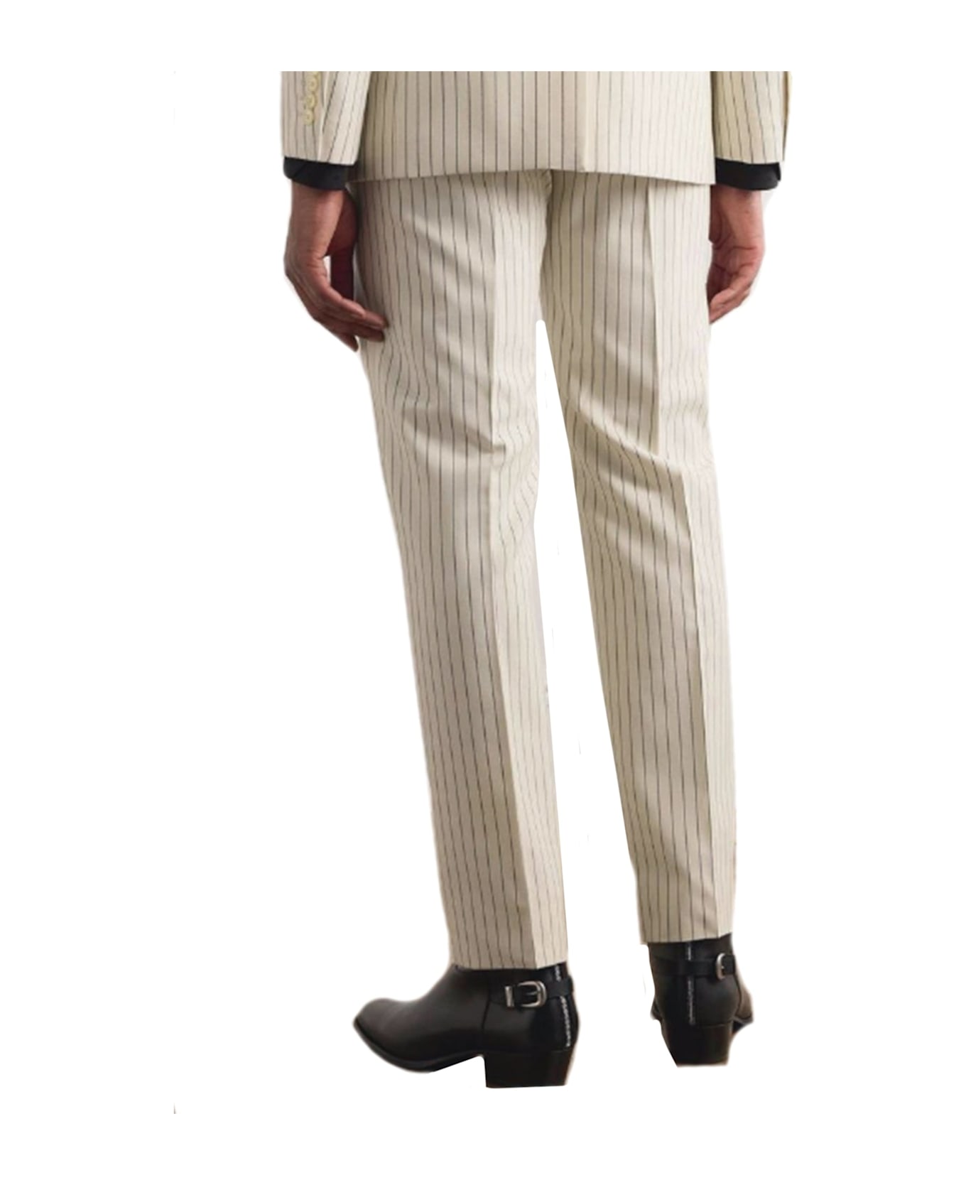 Celine Wool Striped Pants - White