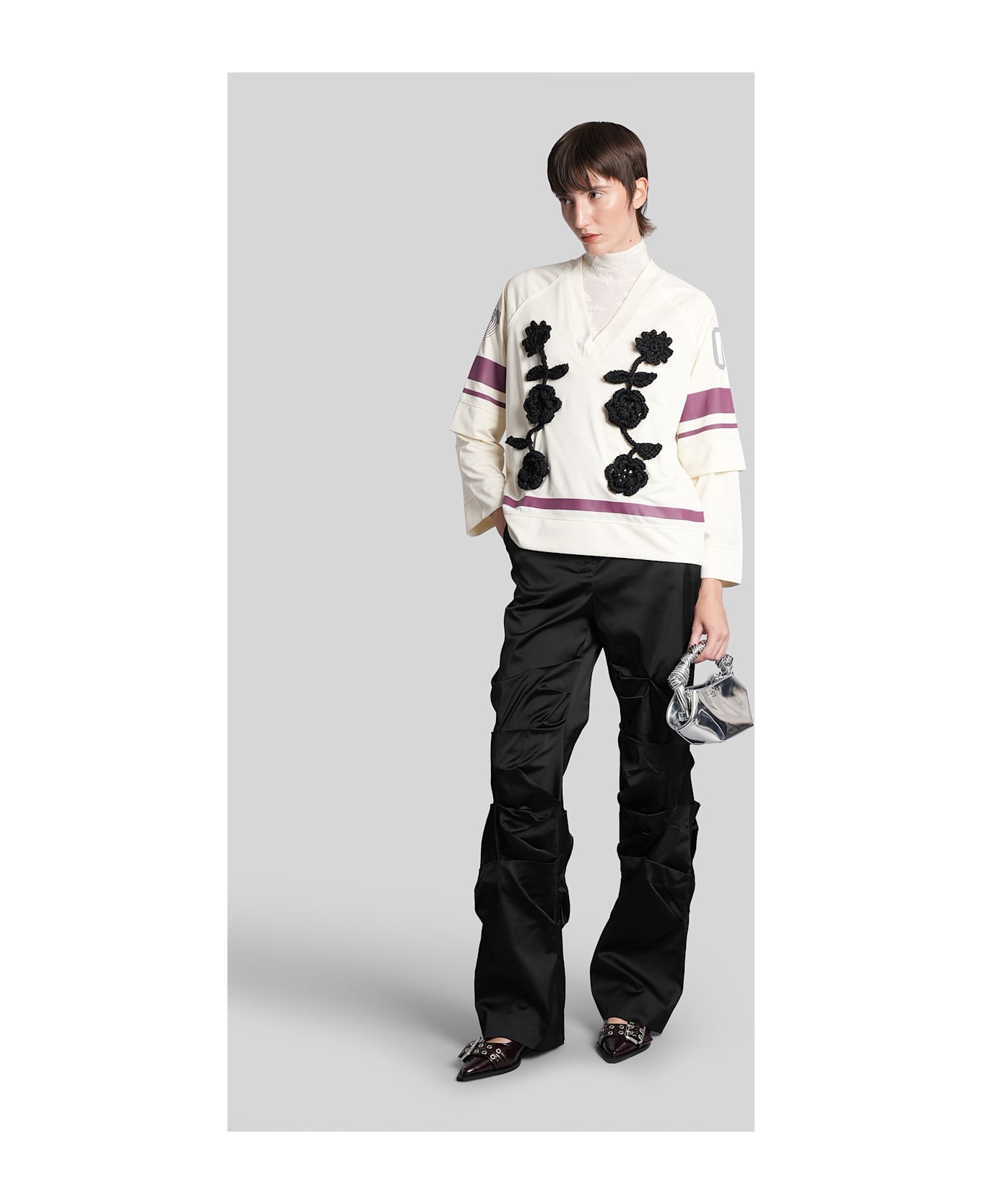 Ganni Pants In Black Acetate - black