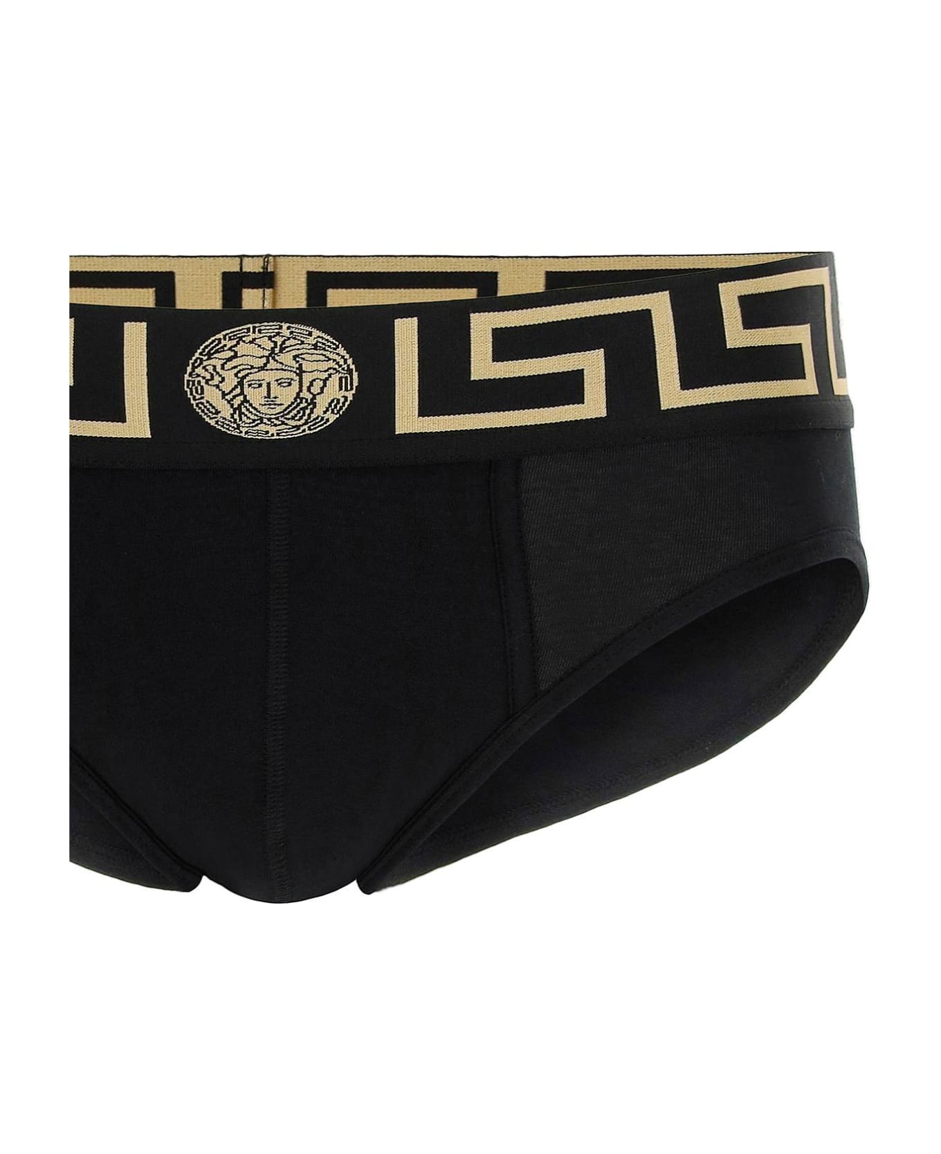 Versace Underwear Briefs Tri-pack - BLACK GOLD GREEK KEY (Black)
