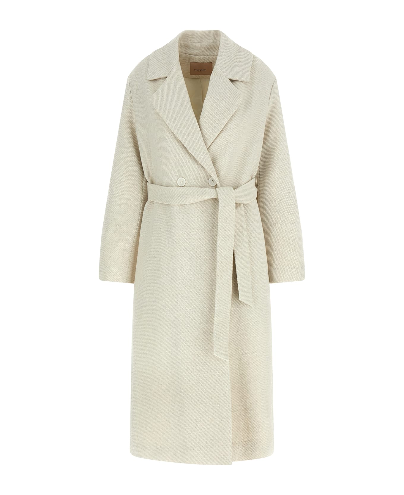 TwinSet Lamé Thread Coat - White