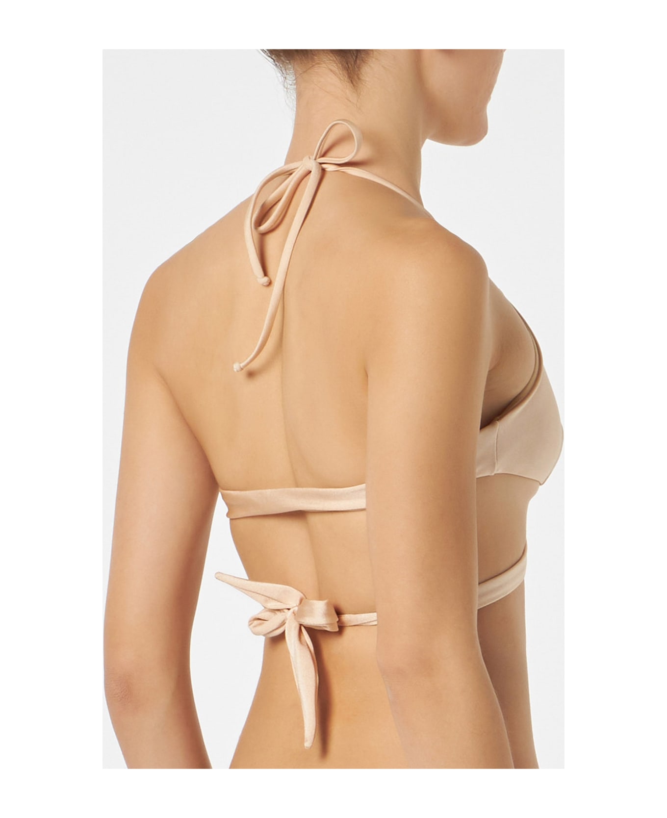 MC2 Saint Barth Woman Shiny Beige Wrap Triangle Top - PINK