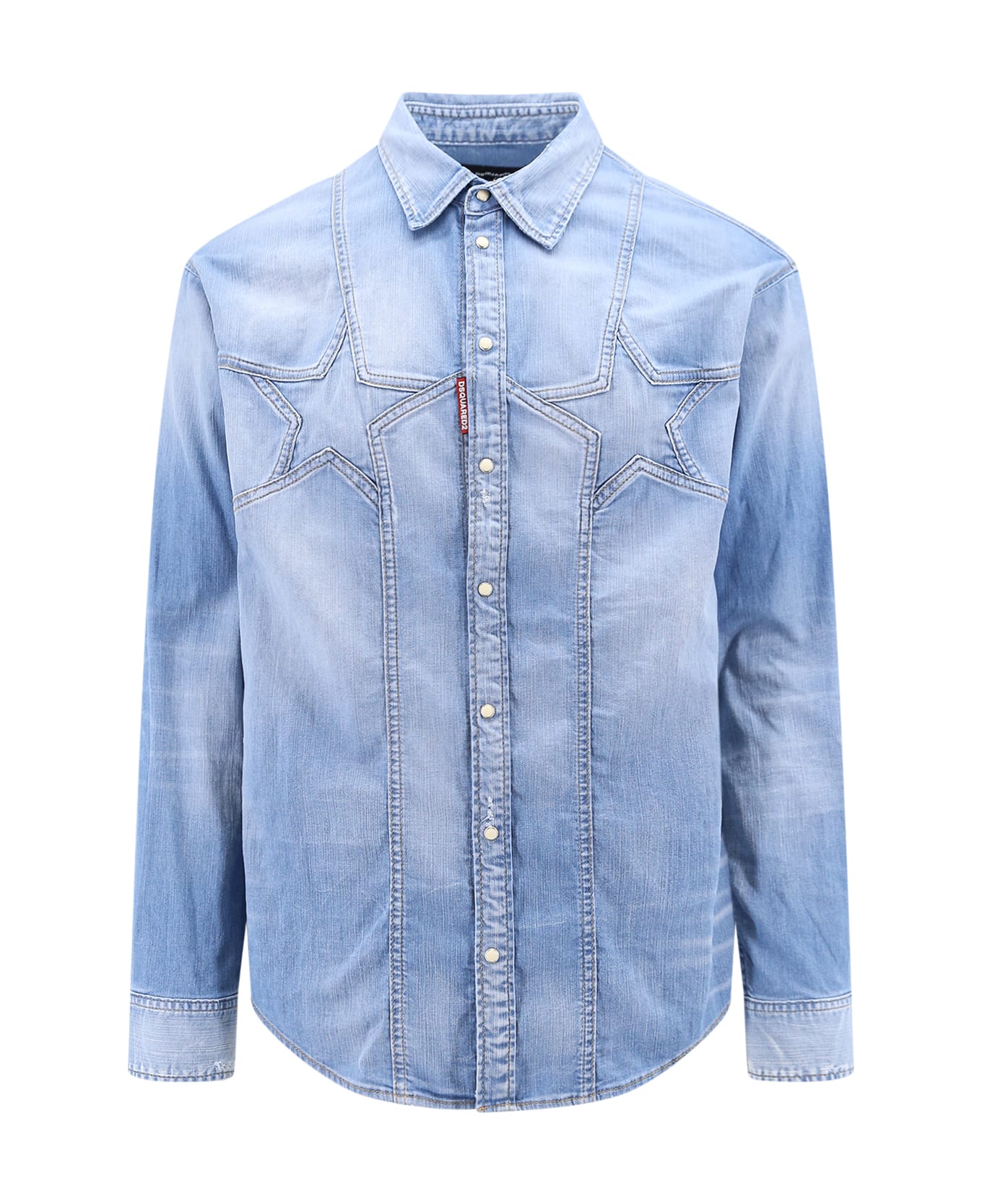 Dsquared2 Denim Shirt With Stars Detail - Blue シャツ