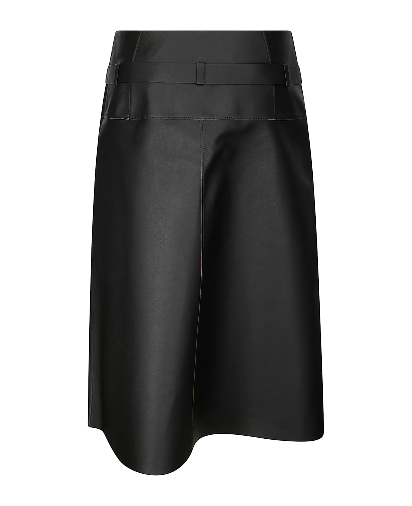 Desa 1972 Leather Reversible Portafoglio Skirt - Black / Cuoio