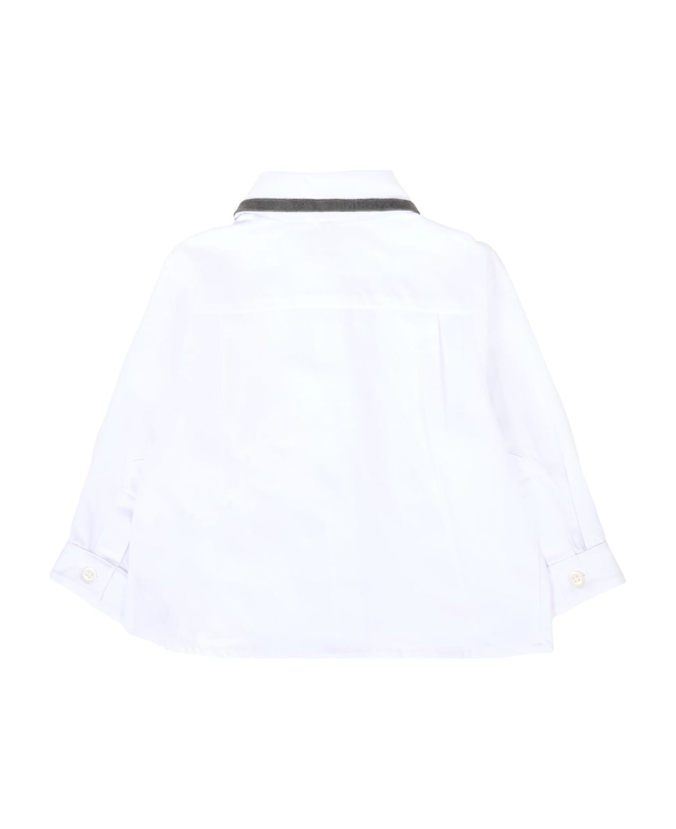 Patachou White Shirt For Baby Boy With Gray Velvet Trim - White