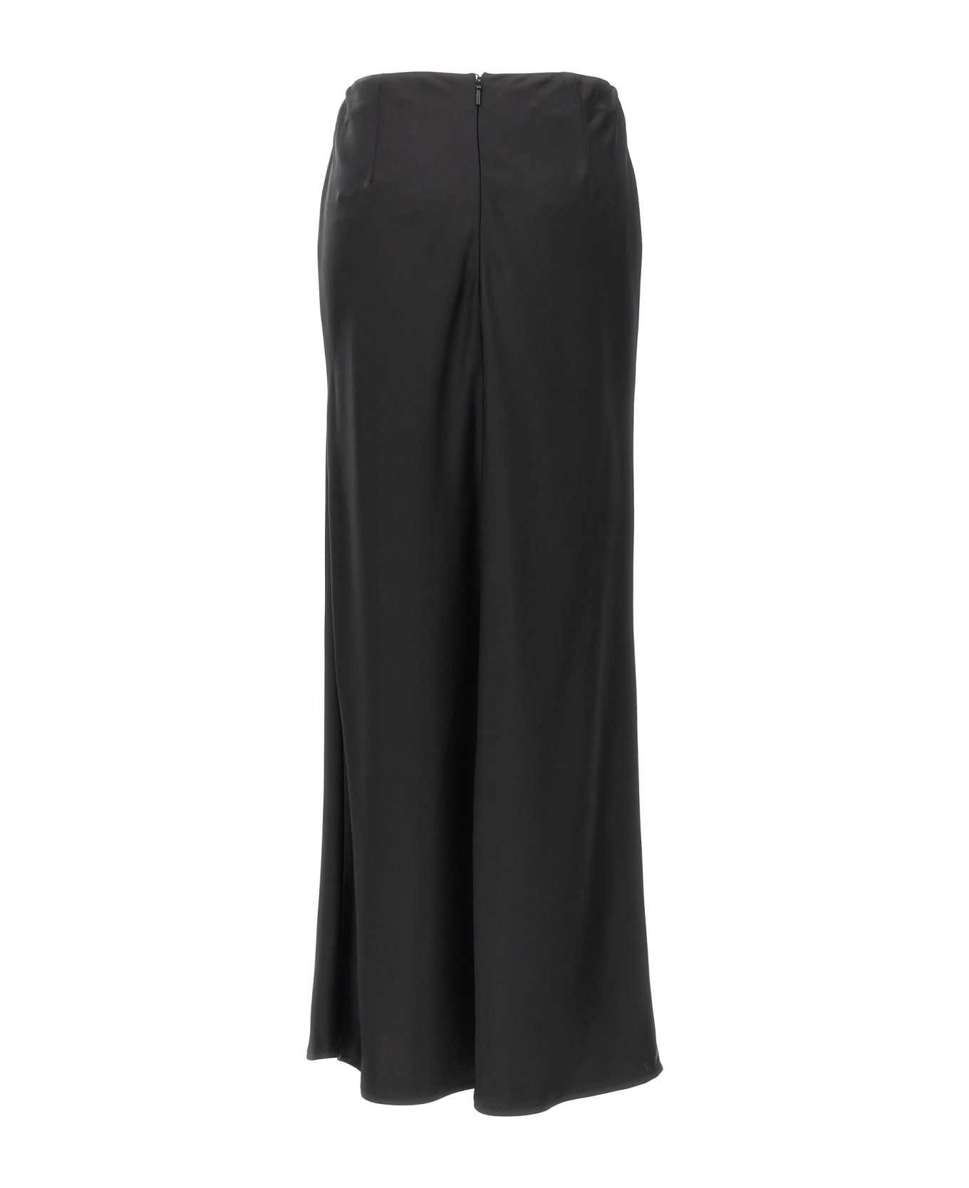 Pinko Long Skirt With Draped Detail In Satin - Black