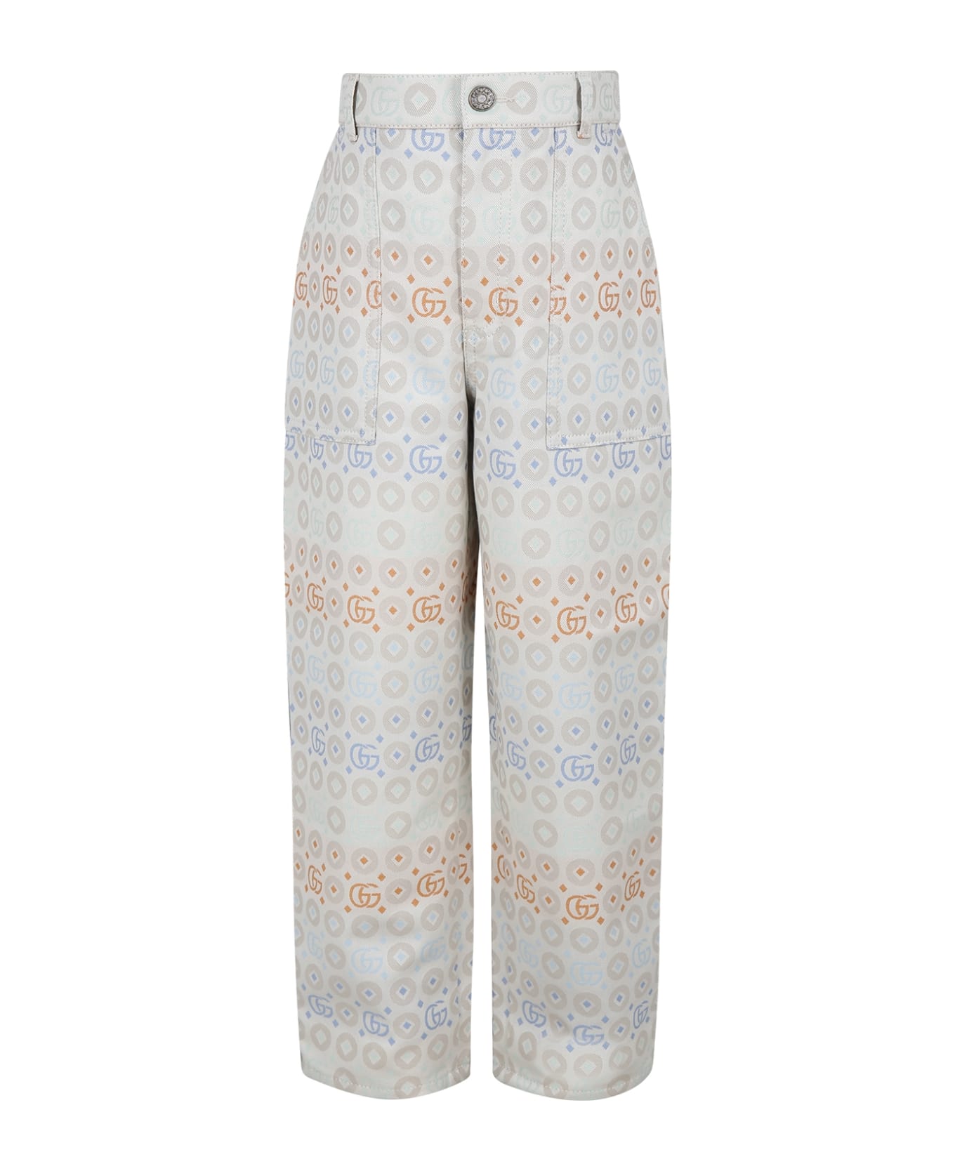Gucci Ivory Trousers For Kids With Double G - Ivory
