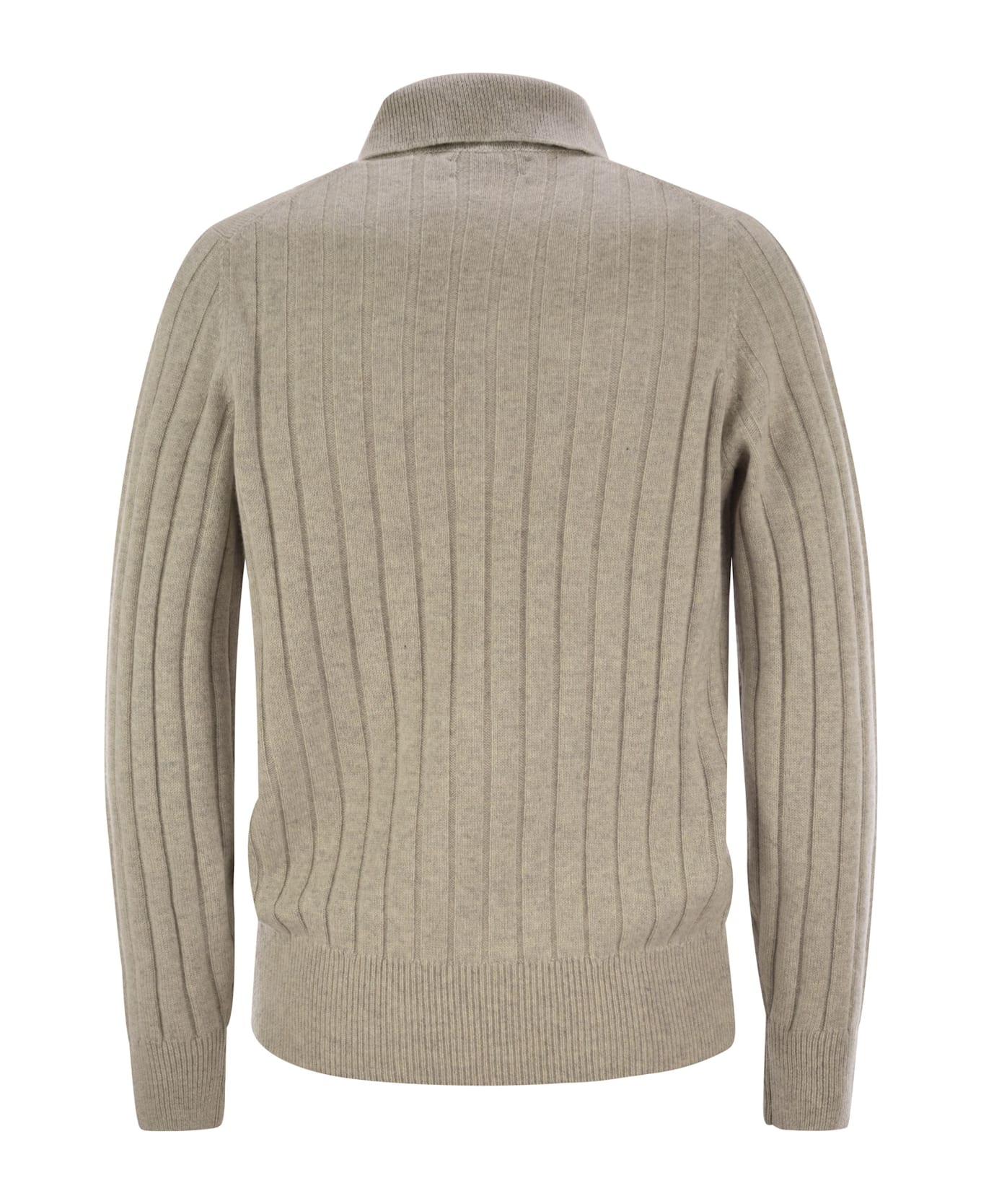 Brunello Cucinelli Cashmere Knit Polo Shirt - Stone