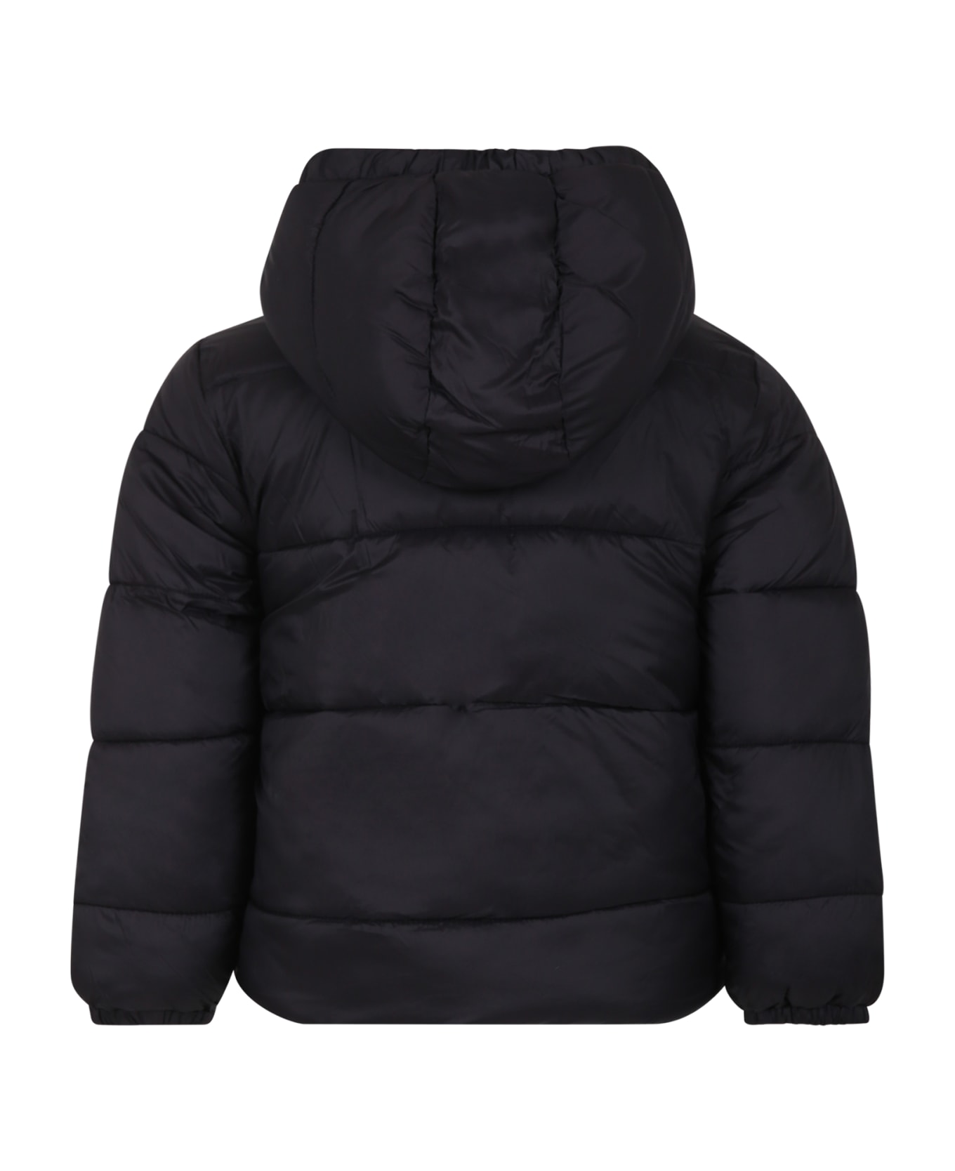 Stella McCartney Kids Black Down Jacket For Boy With Logo - Black コート＆ジャケット