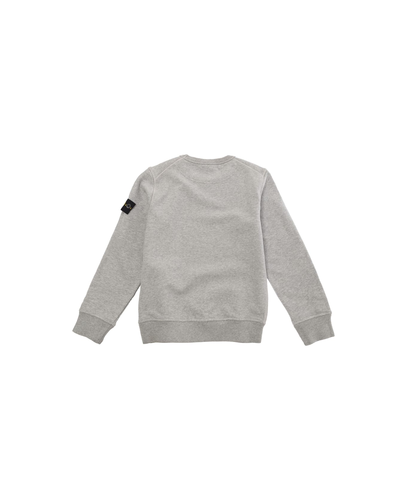 Stone Island Junior Grey Crewneck Sweatshirt With Logo Patch In Cotton Man - Grey