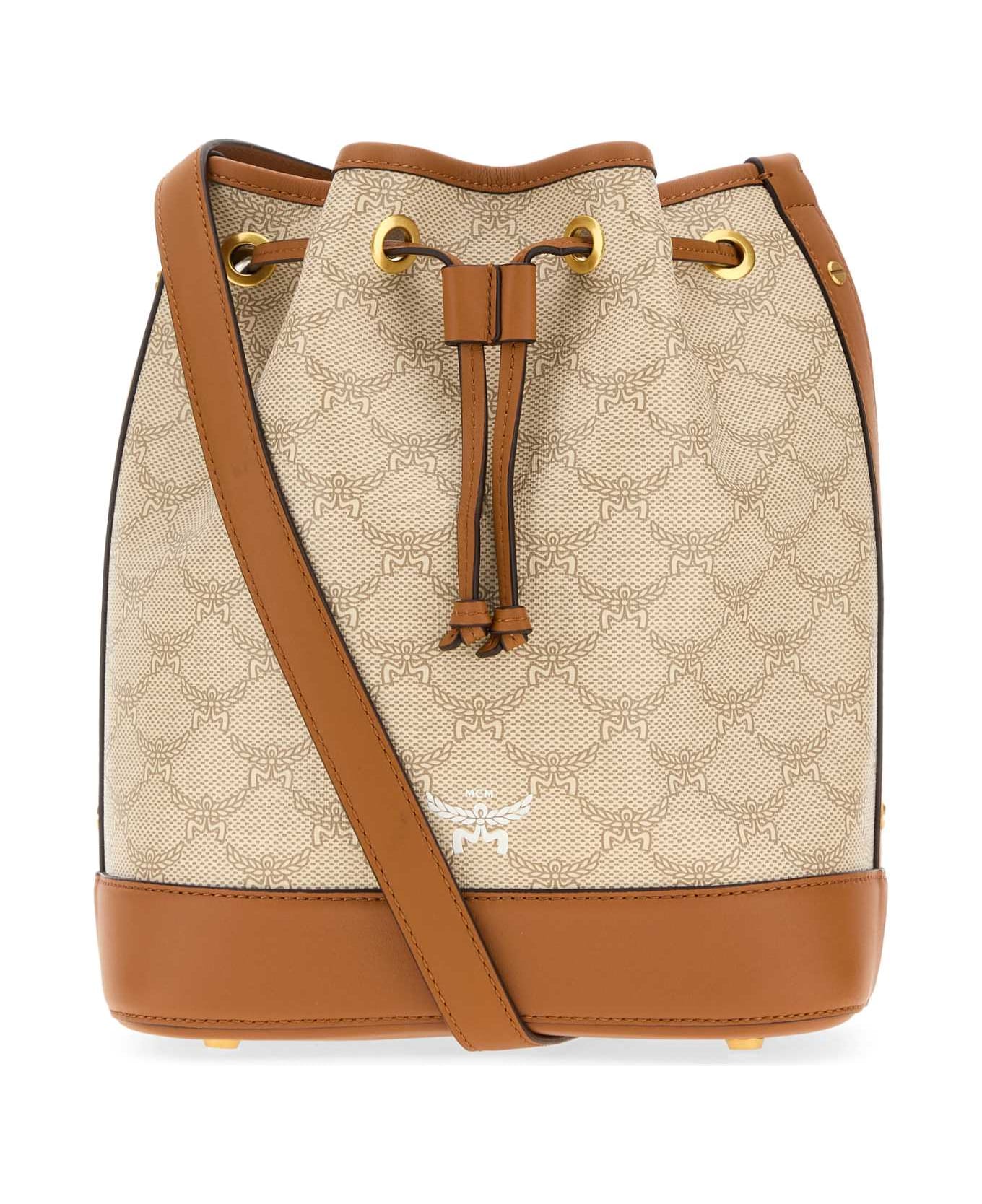 MCM Printed Canvas Medium Himmel Bucket Bag - SS24OATMEAL