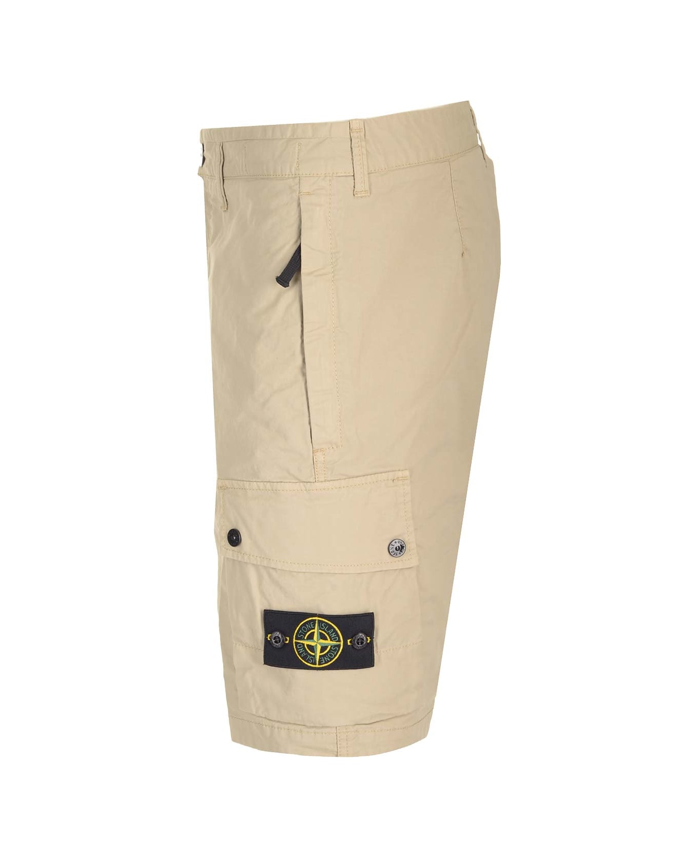 Stone Island Cargo Shorts In Sand-colored Stretch Supima Cotton - Beige