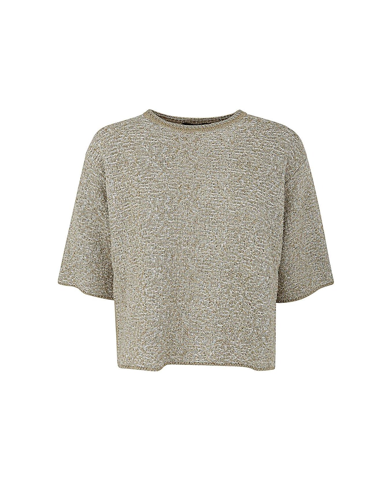 Fabiana Filippi Crewneck Metallic-threading Knitted T-shirt - Grey