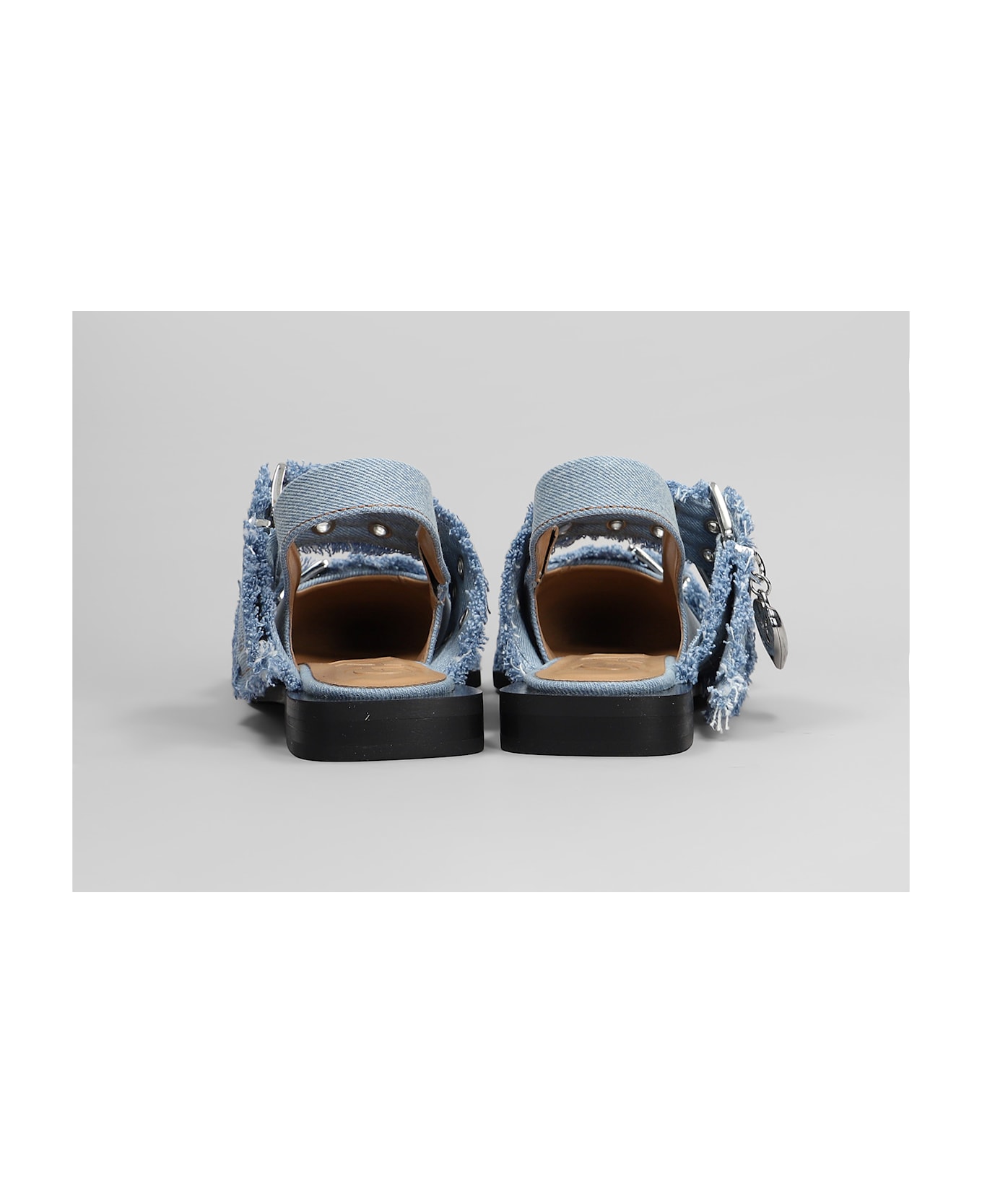 Ganni Ballet Flats In Blue Cotton - blue