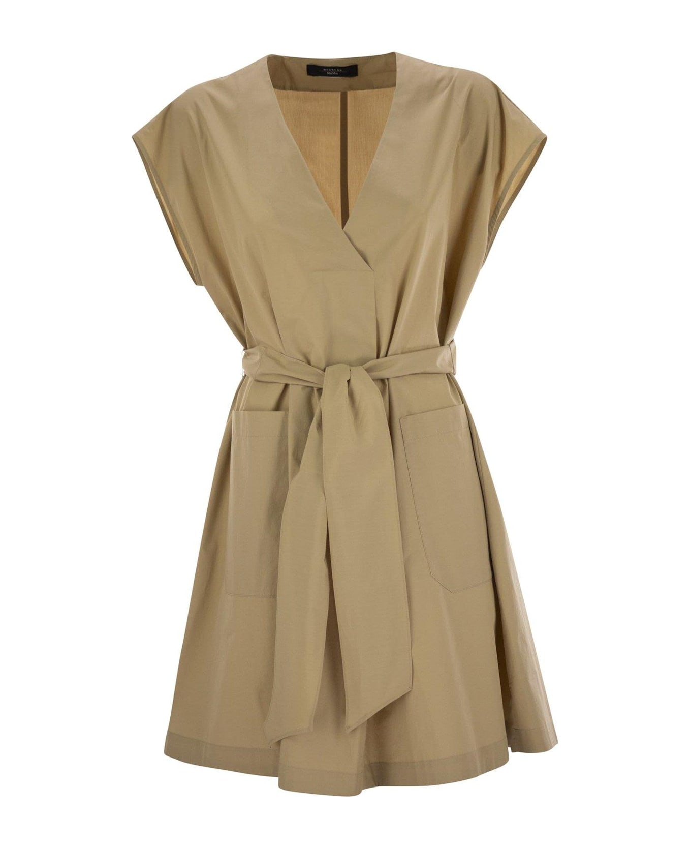 Weekend Max Mara Mitico V-neck Belted Dress - Beige