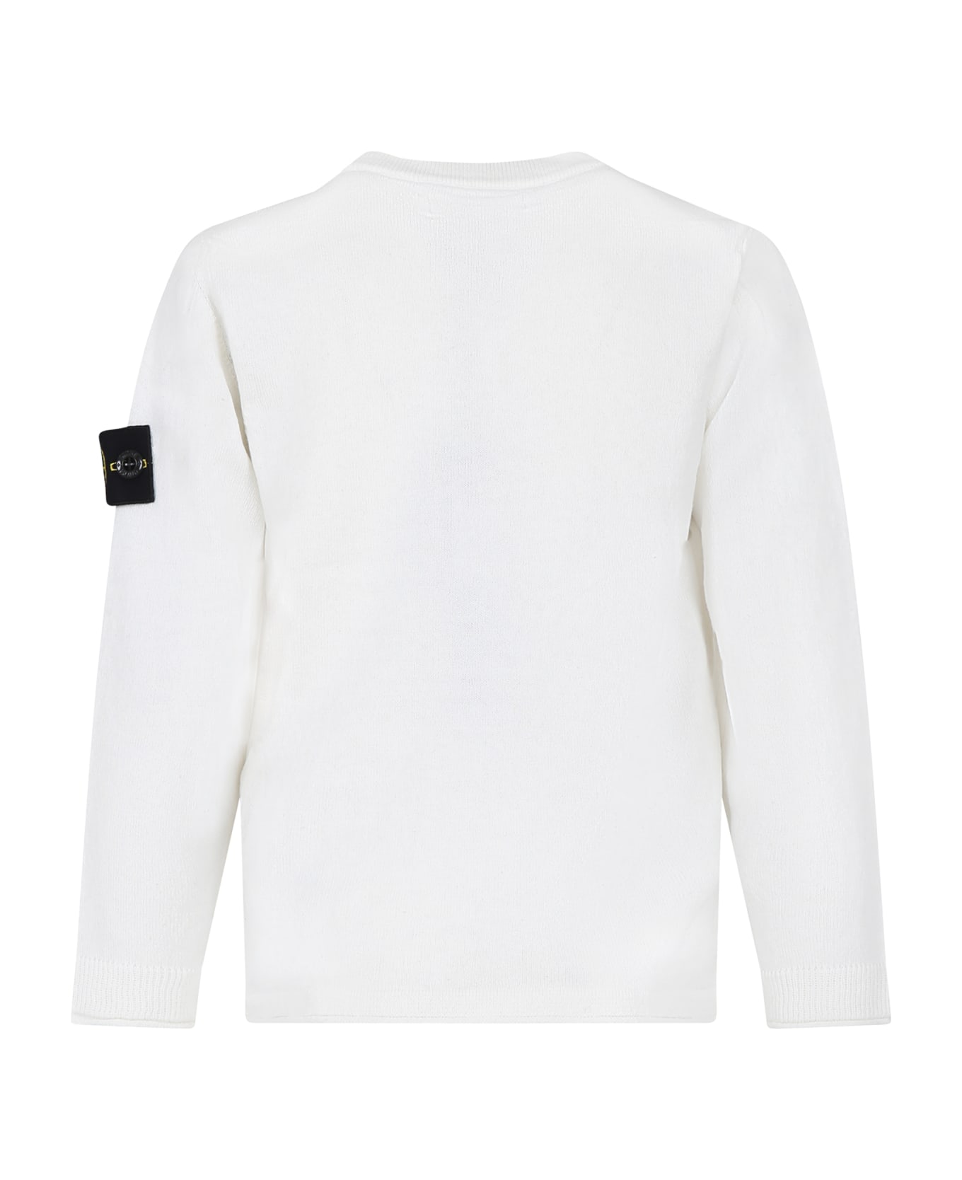 Stone Island Junior White Sweater For Baby Boy With Compass - White