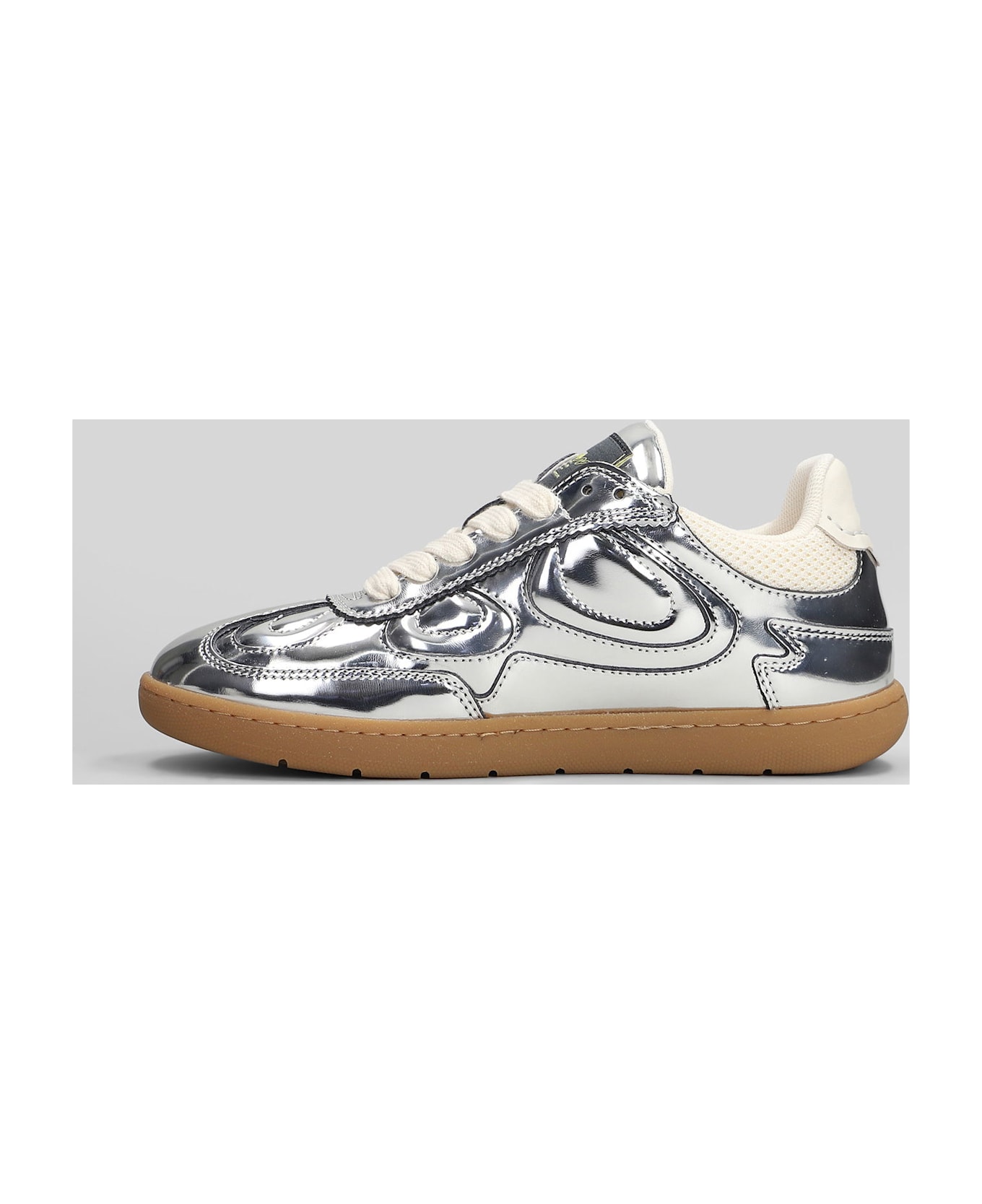 Ganni 08 Specchio Sneakers In Silver Leather - silver