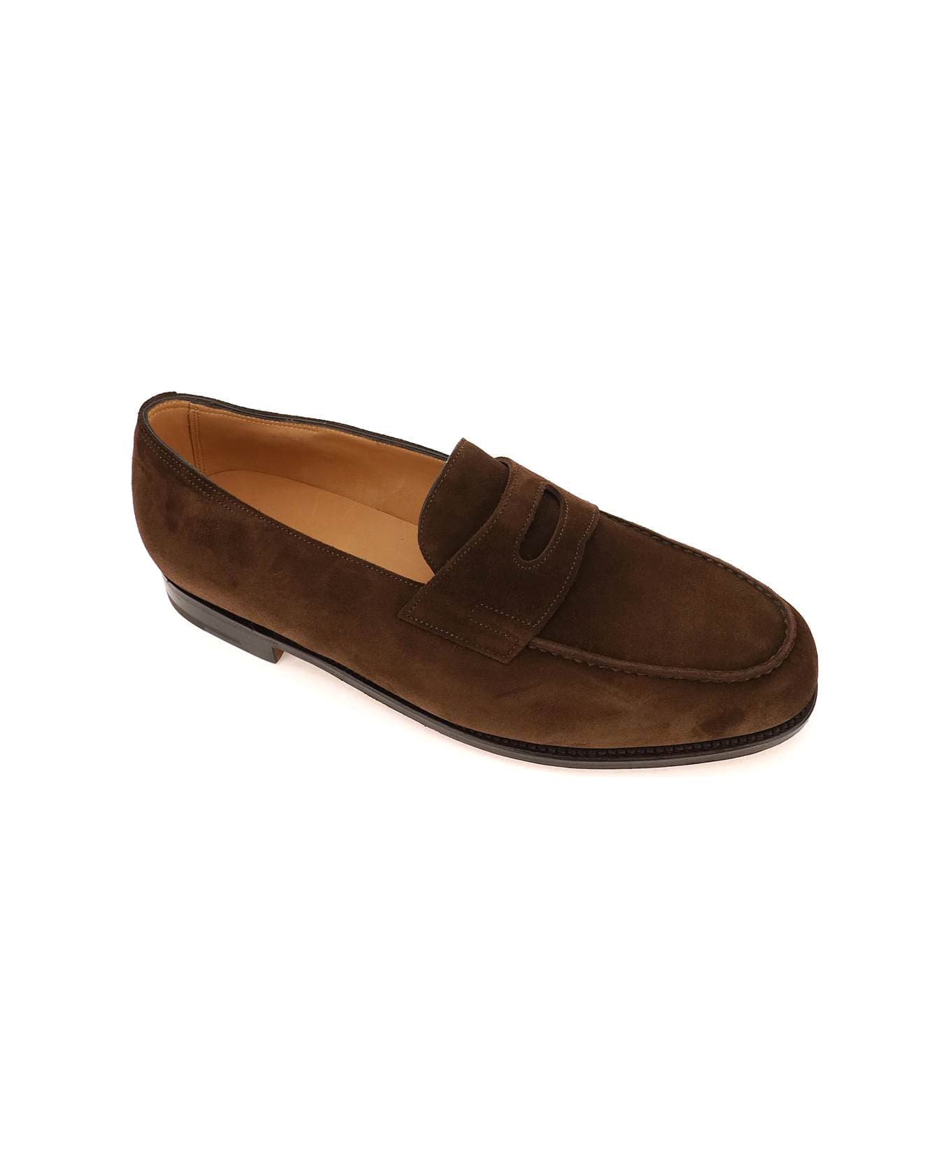 John Lobb Suede Leather Lopez Penny Loafers - DARK BROWN (Brown)