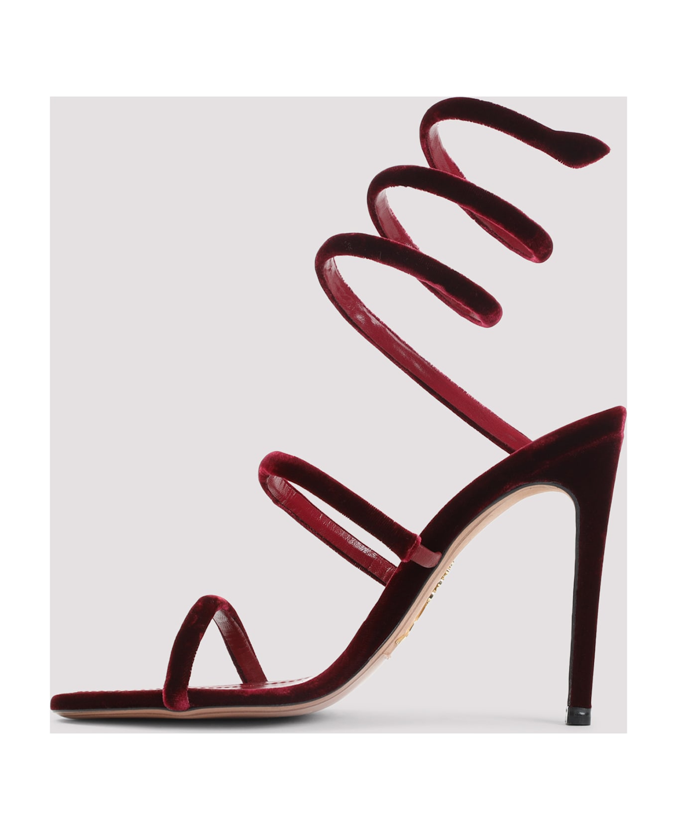 René Caovilla Velvet Snake Sandals - Rubino Velvet