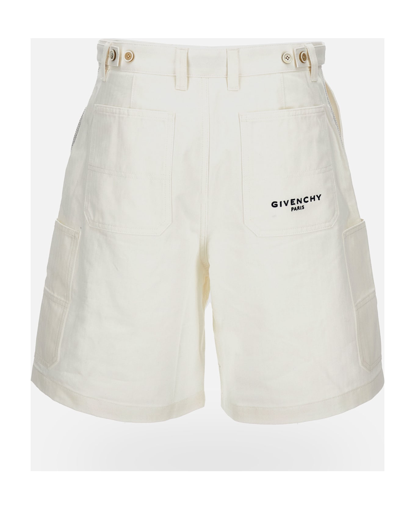 Givenchy Denim Shorts With Patch Pockets - White