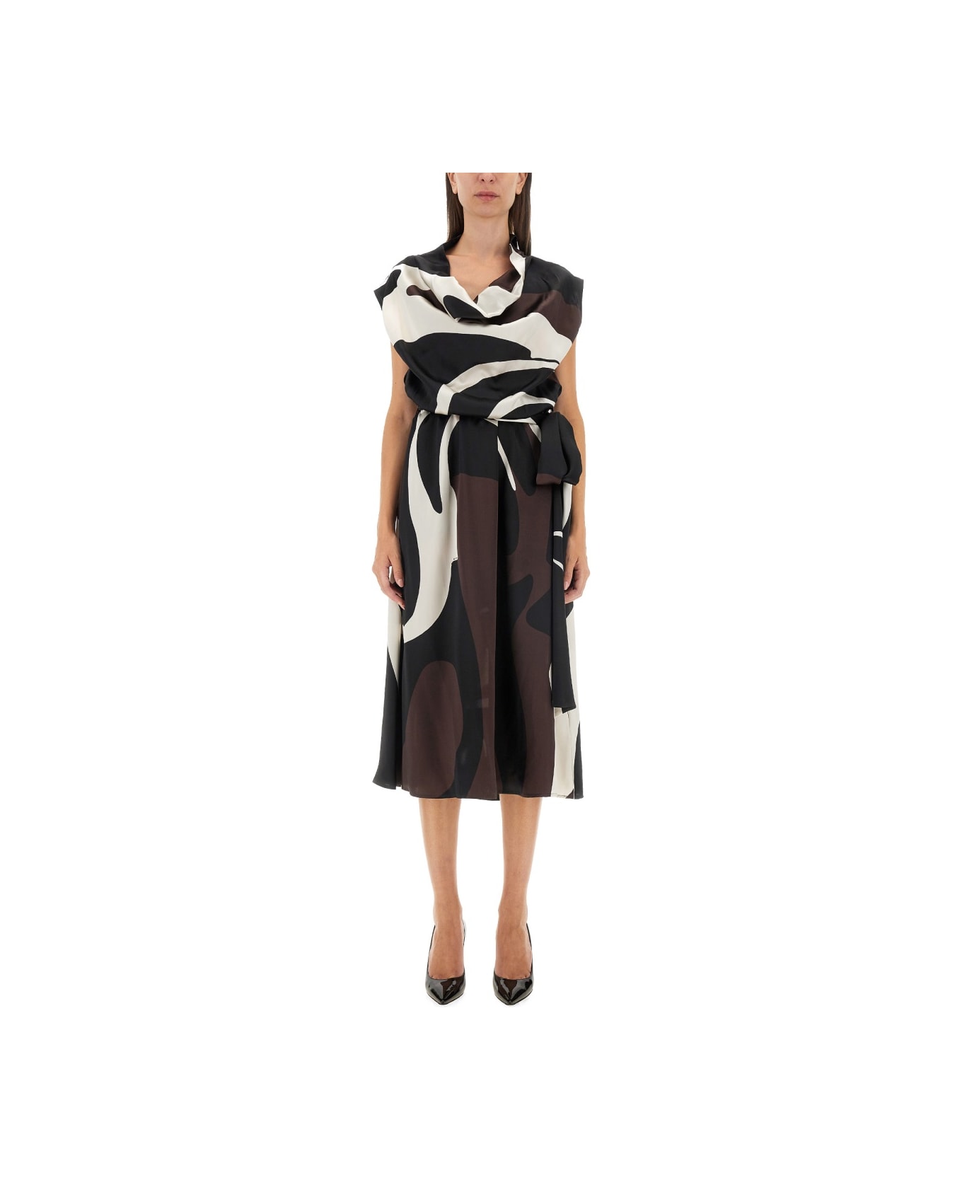 Kiton Dress With Print - BROWN