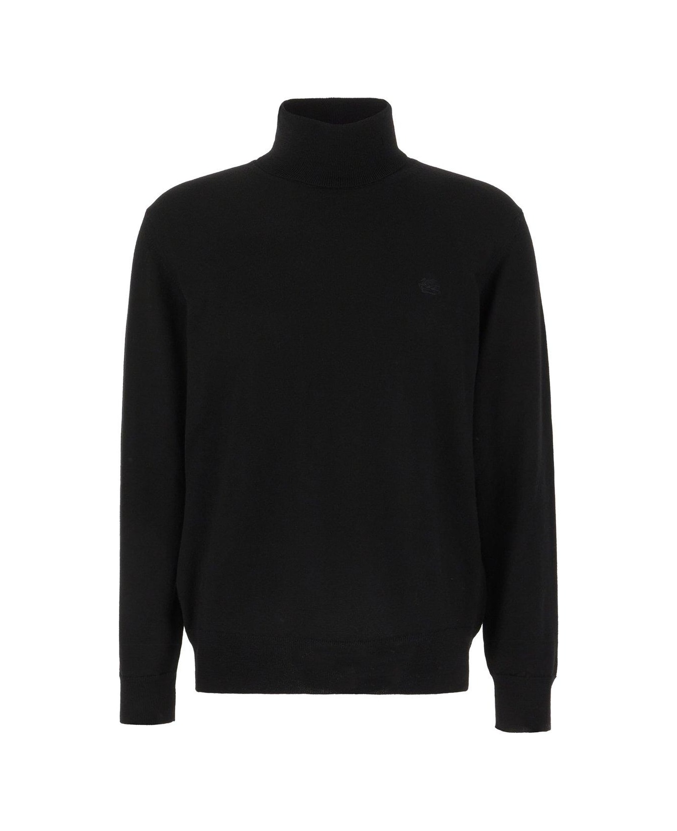 Etro Pegaso Embroidered Turtleneck Jumper - NERO