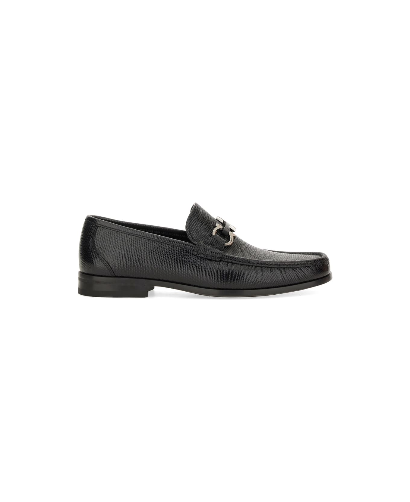 Ferragamo "great" Loafer With "hooks" - BLACK