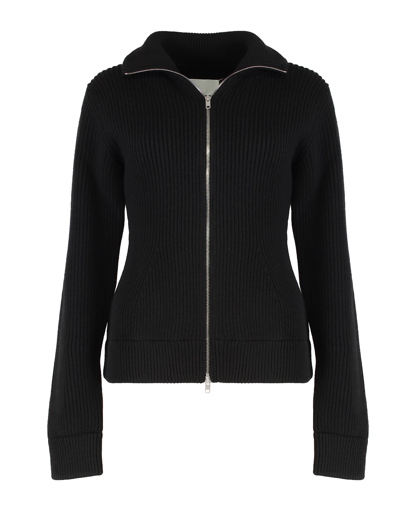 Maison Margiela Wool Cardigan With Zipper - black