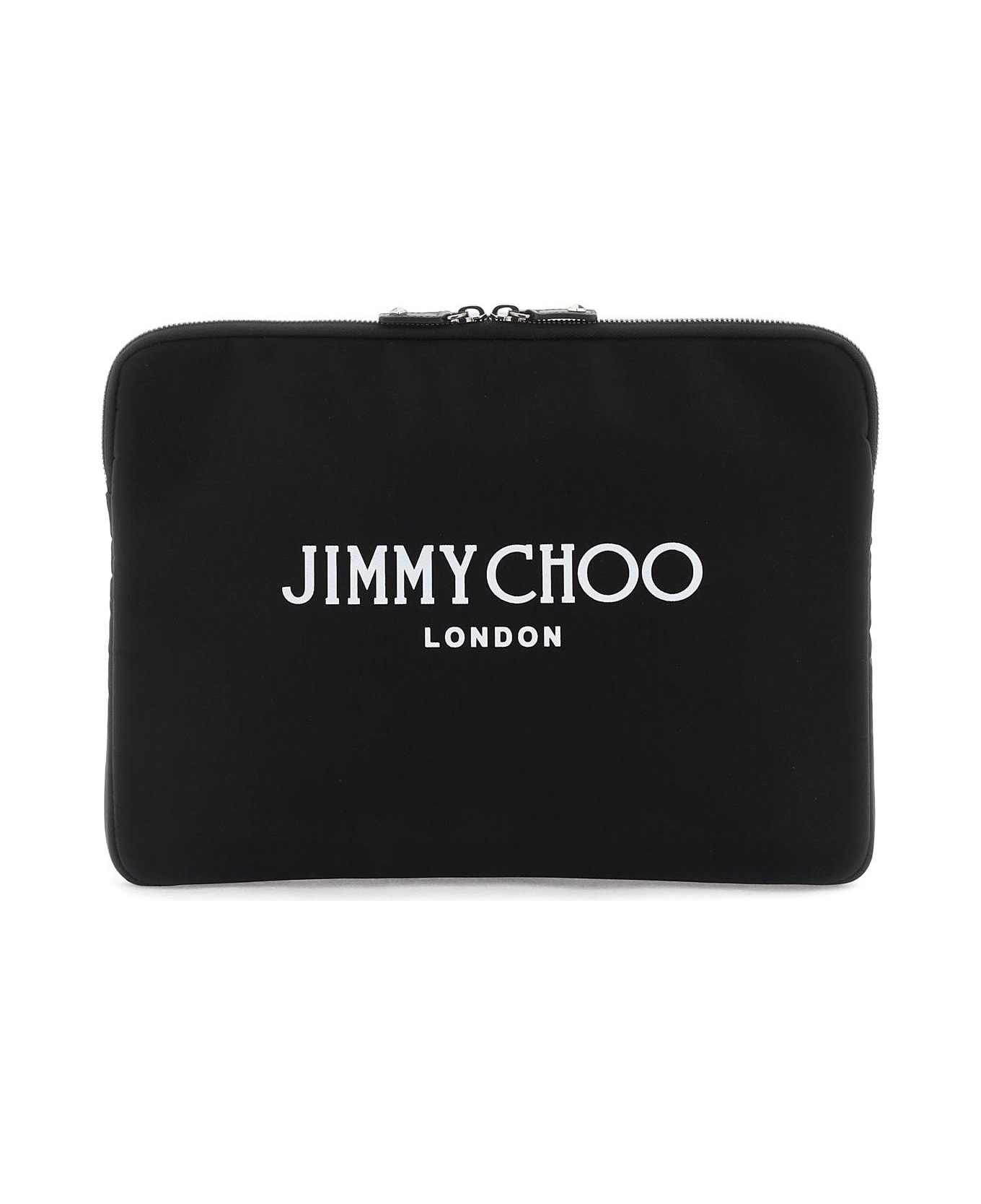 Jimmy Choo Pouch With Logo - BLACK LATTE GUNMETAL (Black)