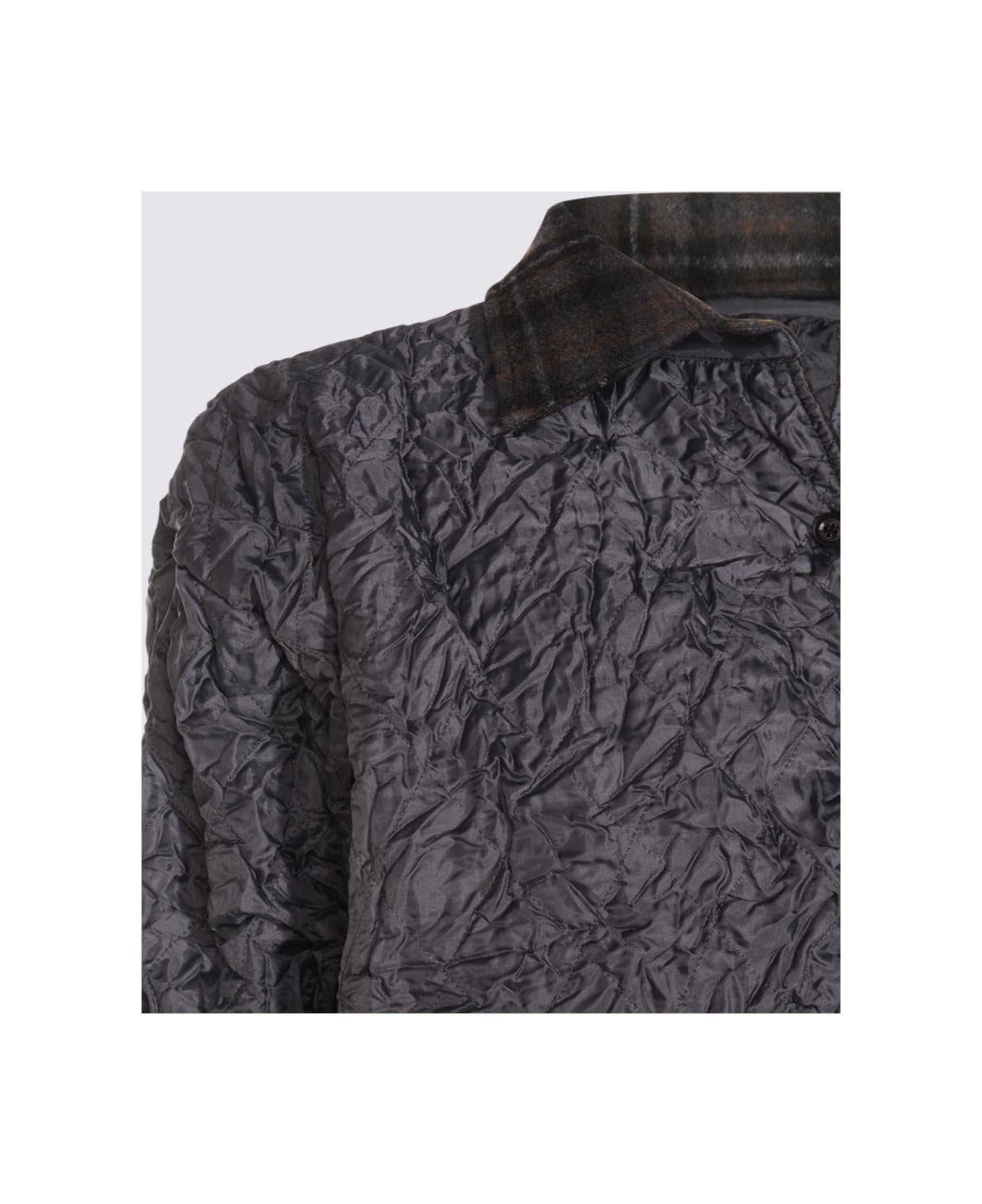 Maison Margiela Grey Wool Casual Jacket - ANTHRACITE/BROWN CHECK