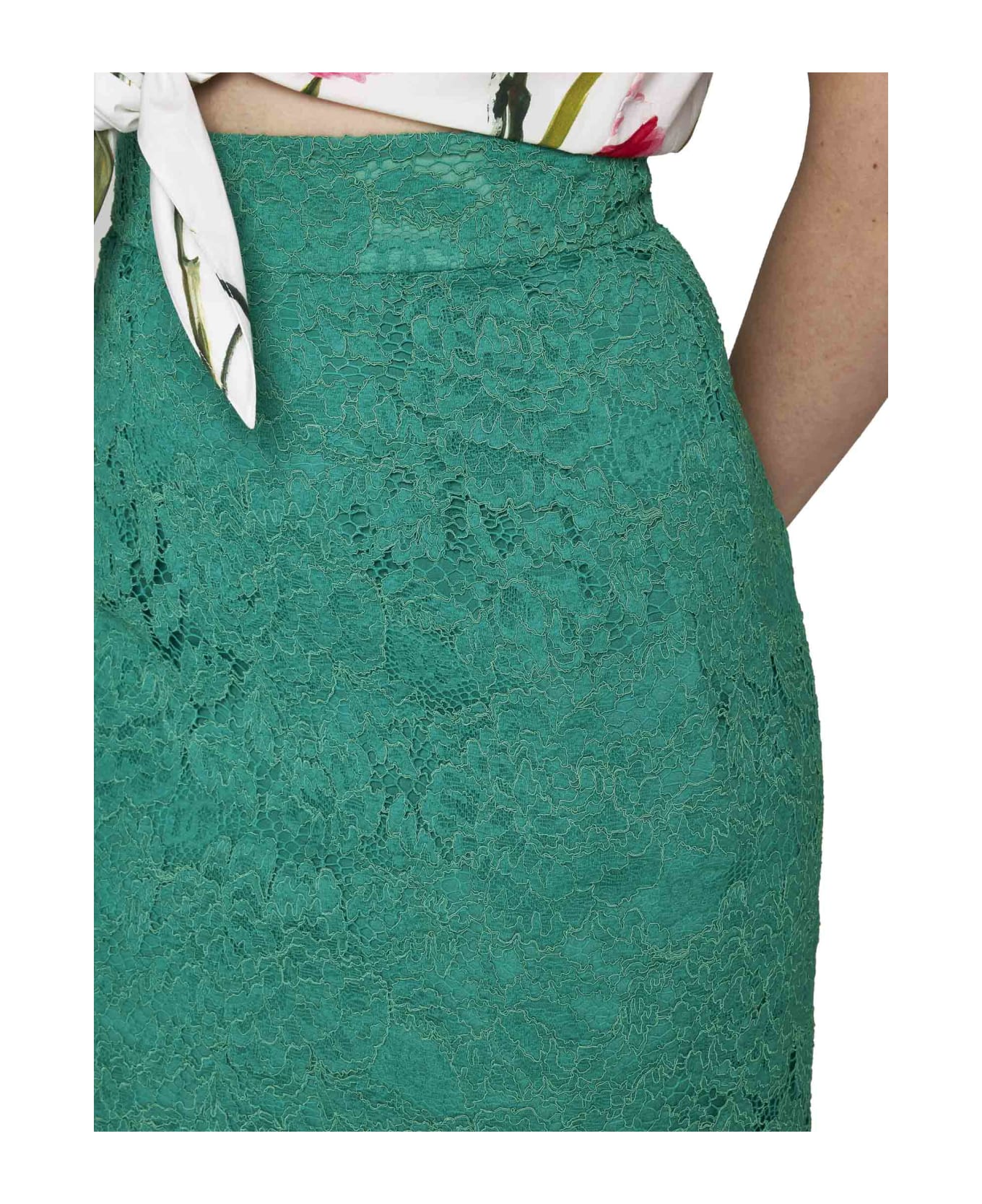 Dolce 
Gabbana Floral Lace Skirt - Verde intenso