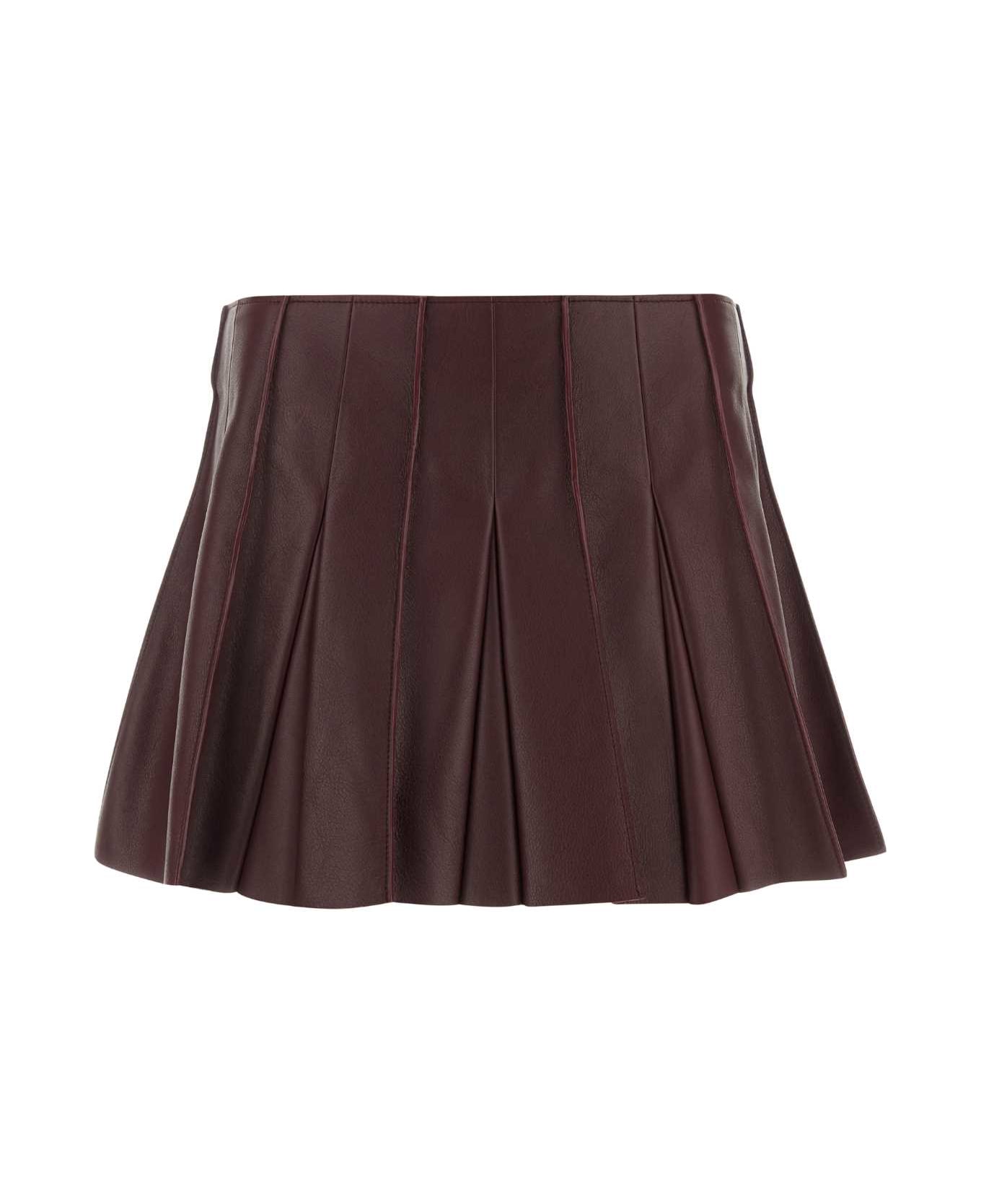 Bottega Veneta Burgundy Leather Mini Skirt - MERLOT