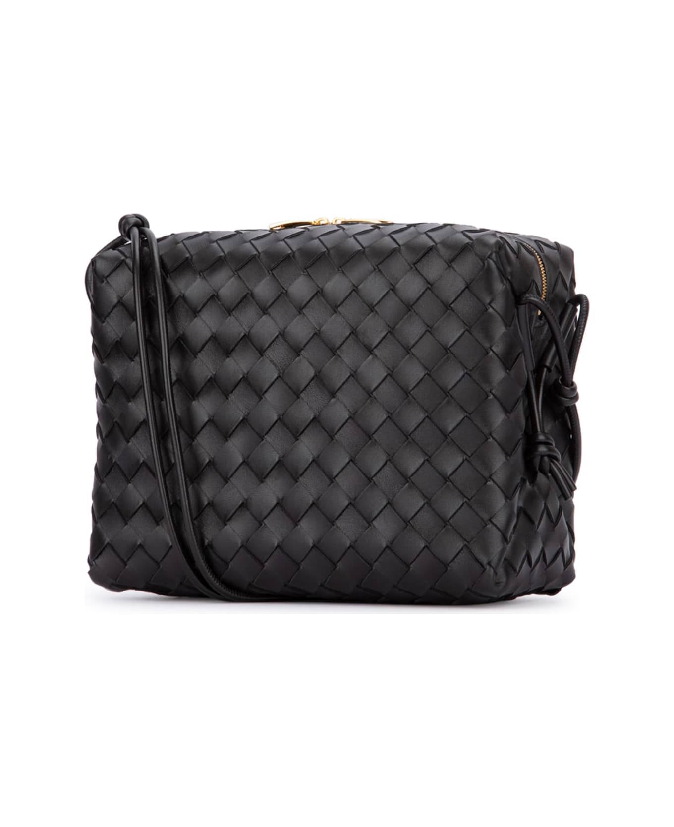 Bottega Veneta Black Leather Small Loop Crossbody Bag - BLACKGOLD