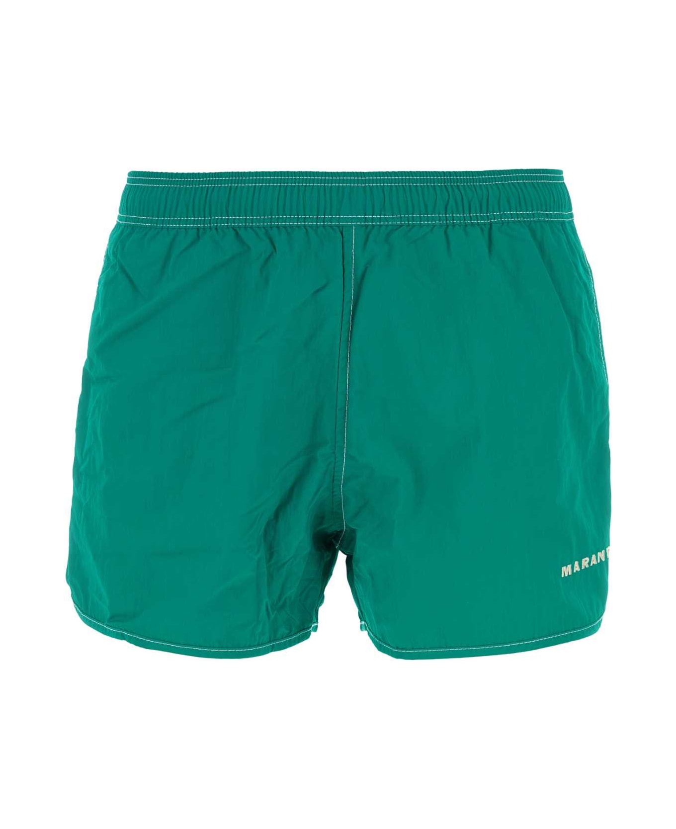 Isabel Marant Emerald Green Nylon Vicente Swimming Shorts - EMERALD