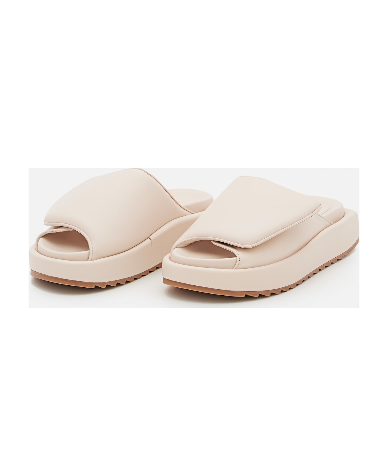 GIA BORGHINI 40mm Gia 1 Leather And Scuba Sandals - Beige