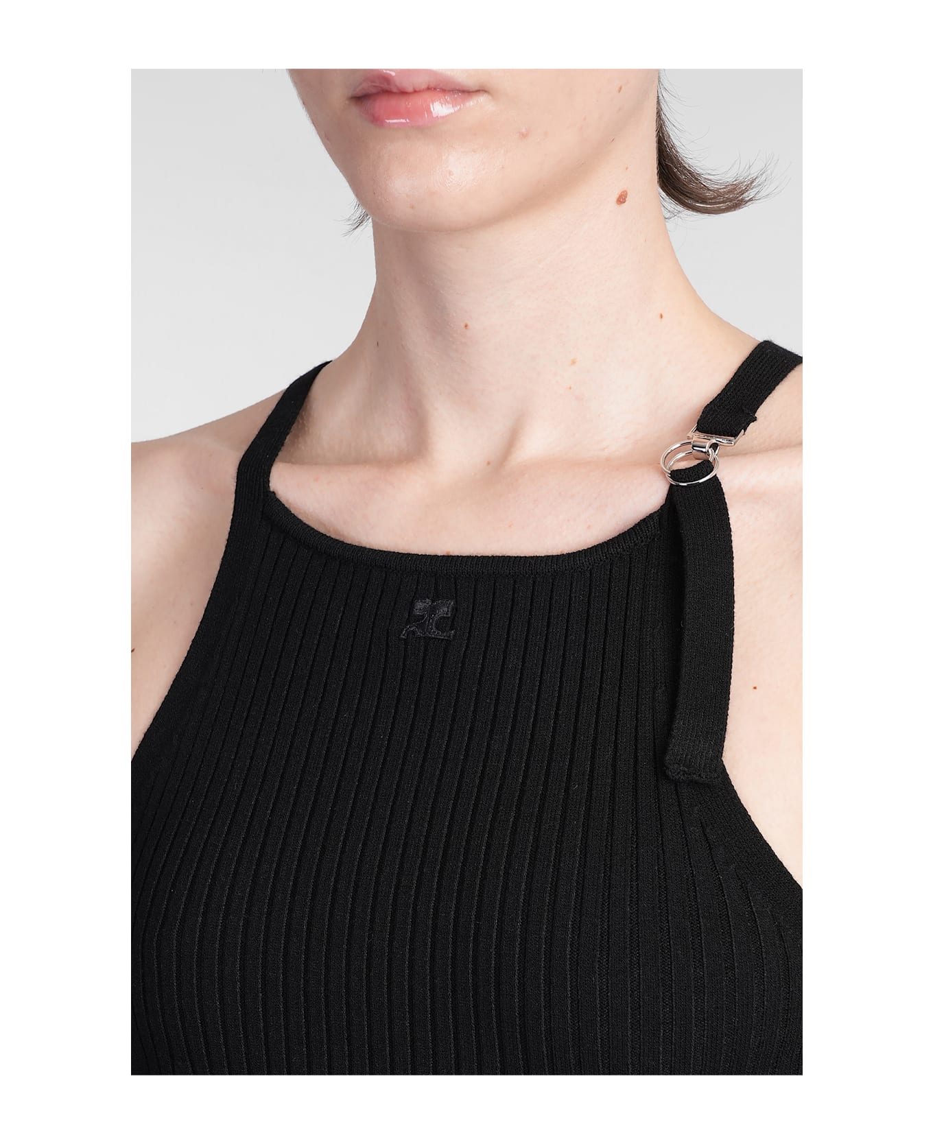 Courrèges Mini Dress In Black Viscose - black