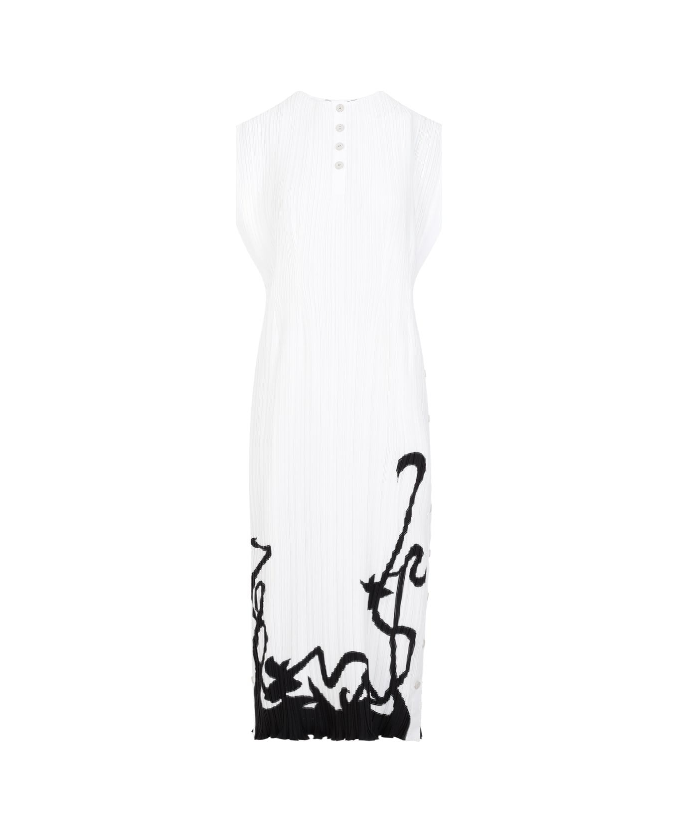 Lanvin Sleeveless Pleated Midi Dress - Off White