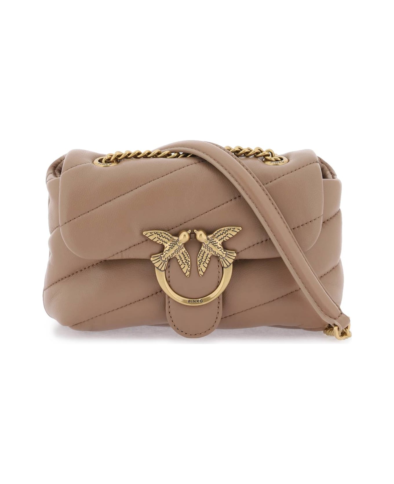 Pinko Love Baby Puff Quilt Bag - BISCOTTO ZENZERO ANTIQUE GOLD (Brown)