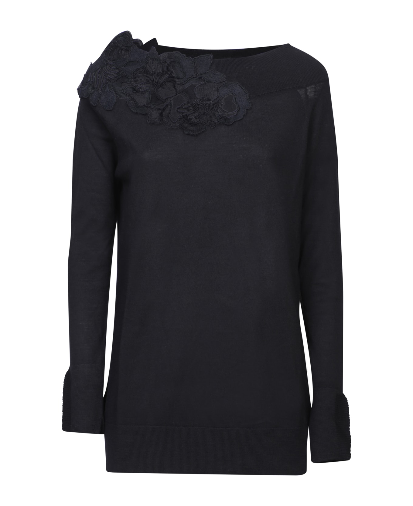 Ermanno Scervino Black Embroidered Sweater - Black