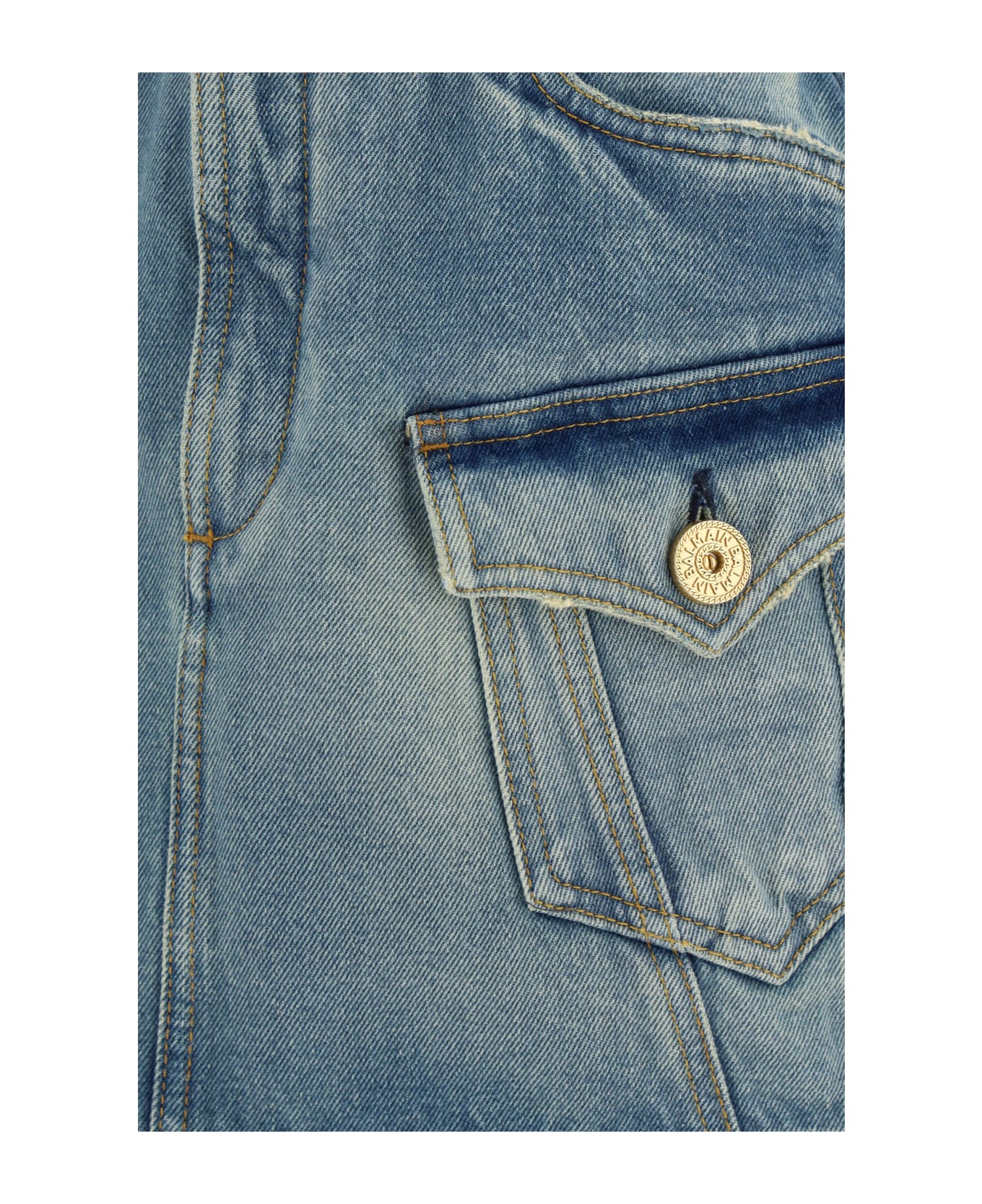 Balmain Western Skirt In Denim - 6ff Bleu Jean