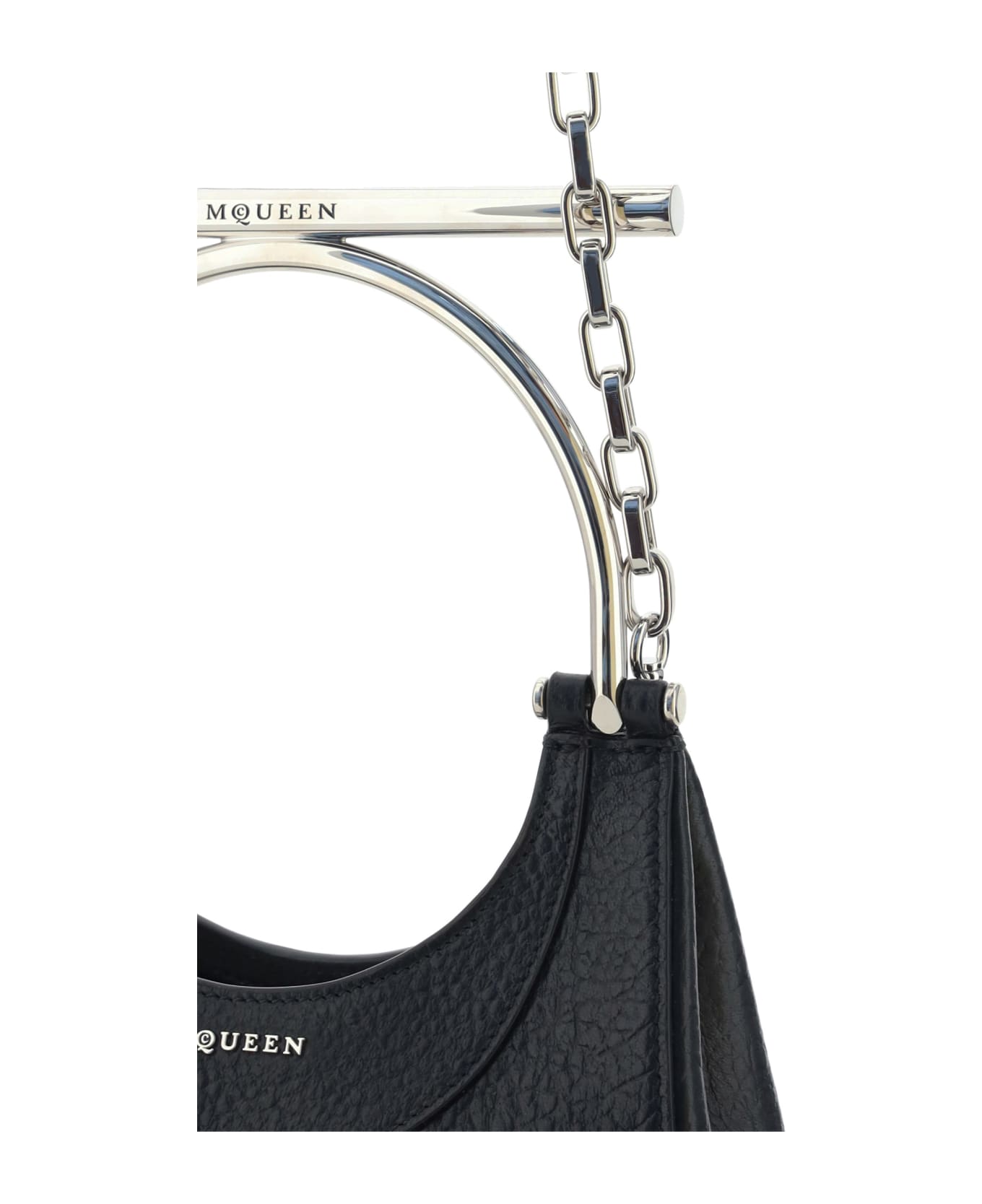 Alexander McQueen Black Leather Mini Cross-bar Handbag - Black/silver