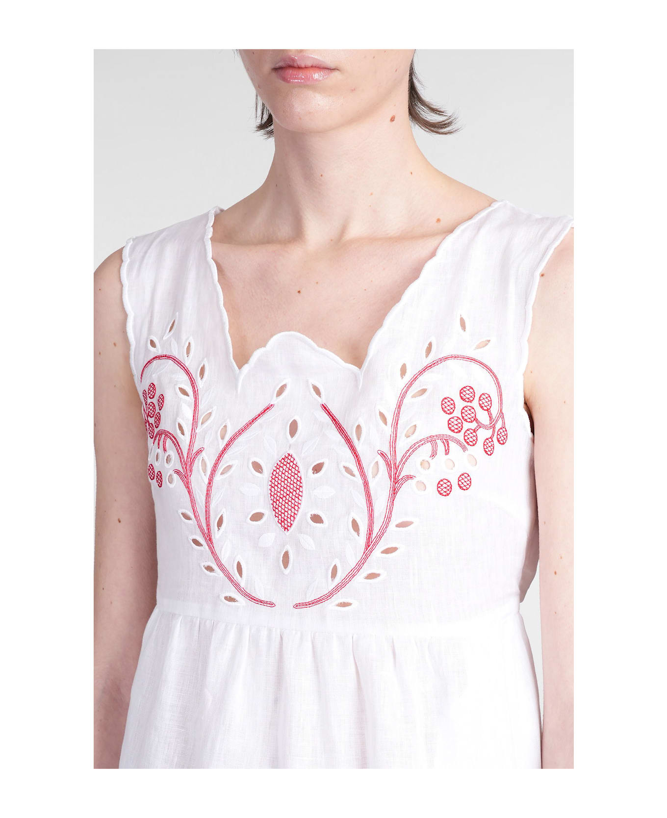 Holy Caftan Antonia Long Dress In White Linen - white