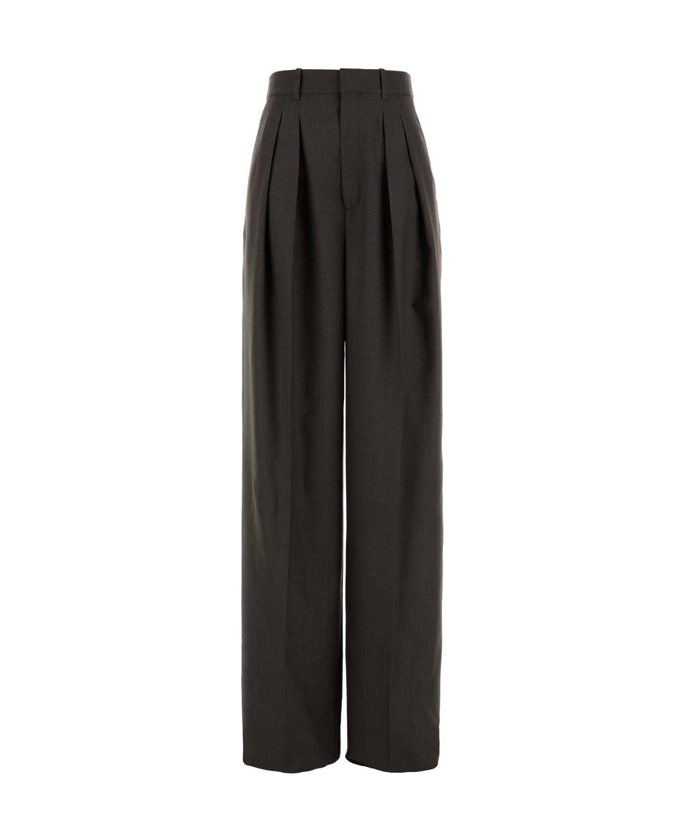Saint Laurent Dark Brown Wool Pant - CAFE