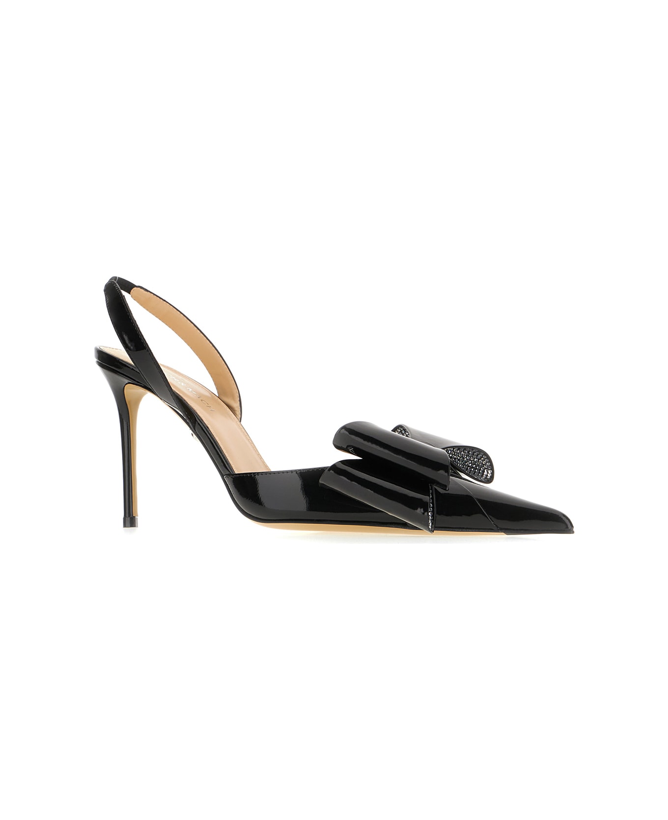 Mach & Mach Black Leather Le Cadeau Pumps - BLACK