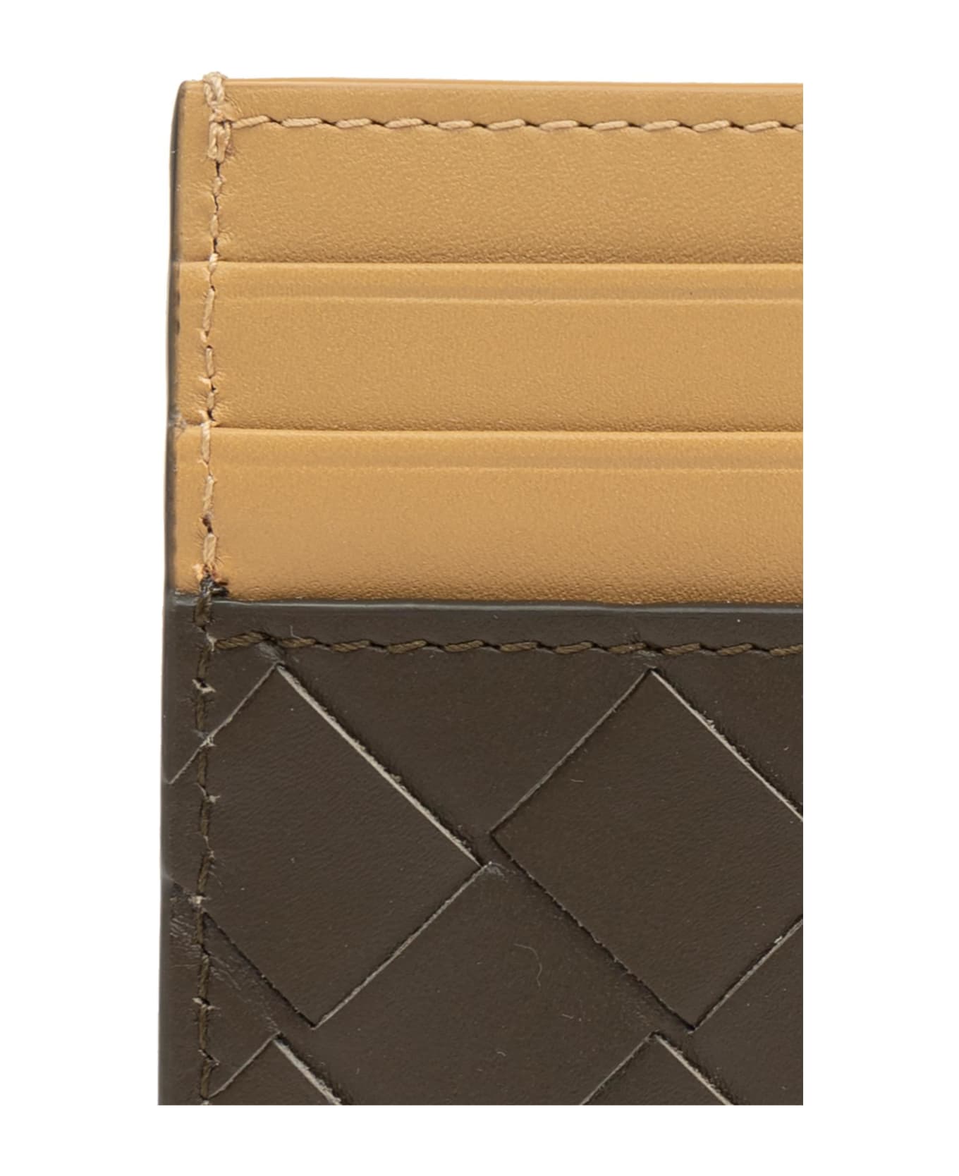 Bottega Veneta Leather Card Holder - Kaki