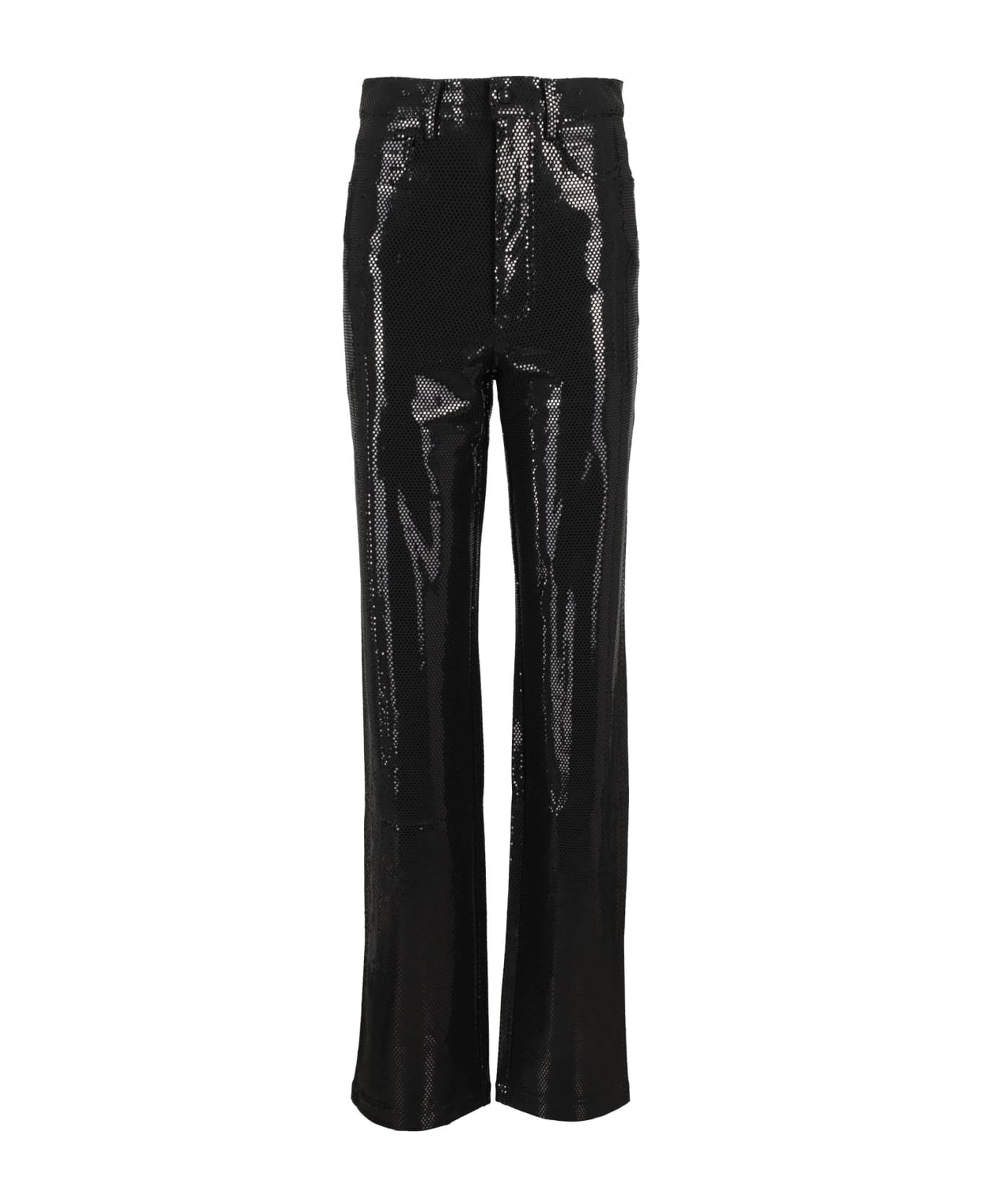 Rotate by Birger Christensen Foil Jersey Staight Pants - Black